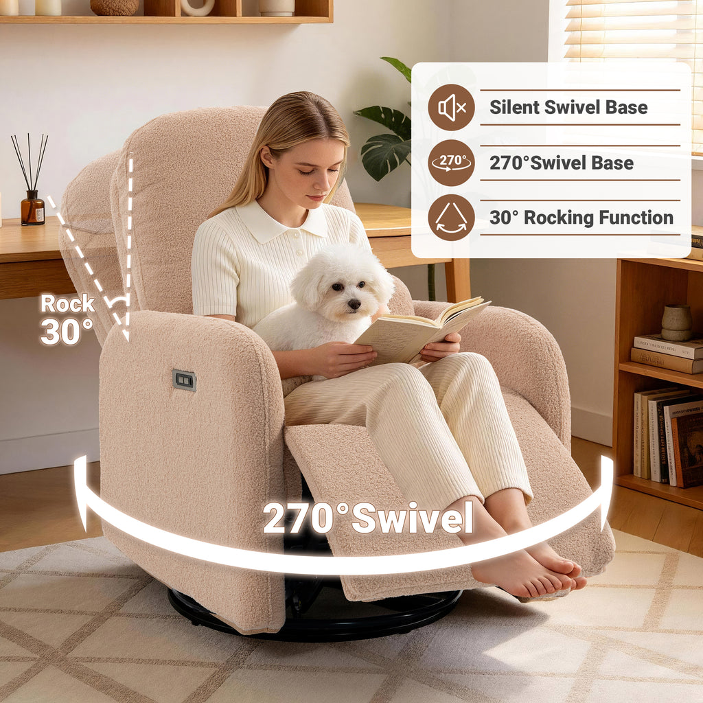 Culect 270 Swivel Rocker Recliner Chair ESS-01 Brown