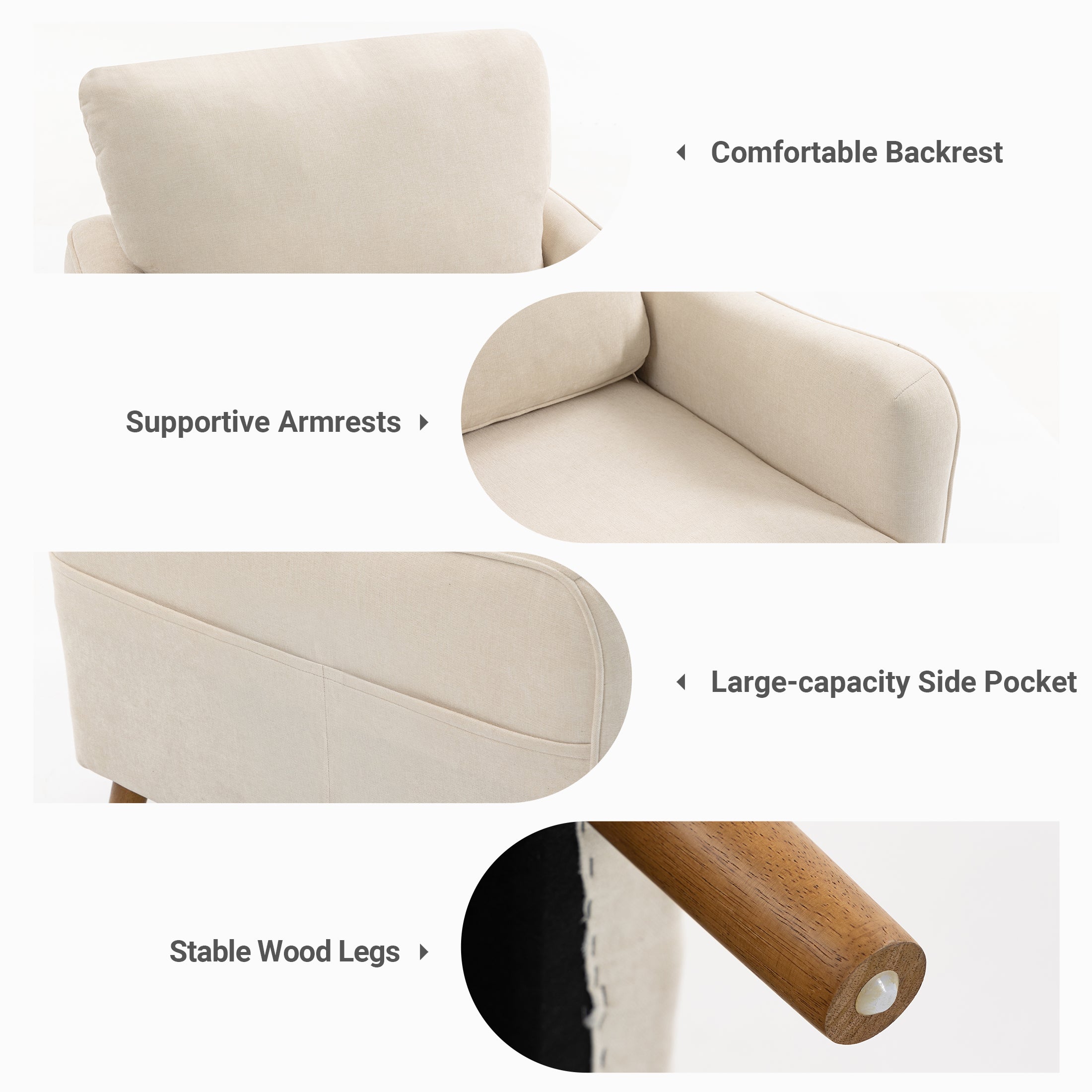 Comfortable Reading Chair for the Living Room or Study ACS-02 Beige