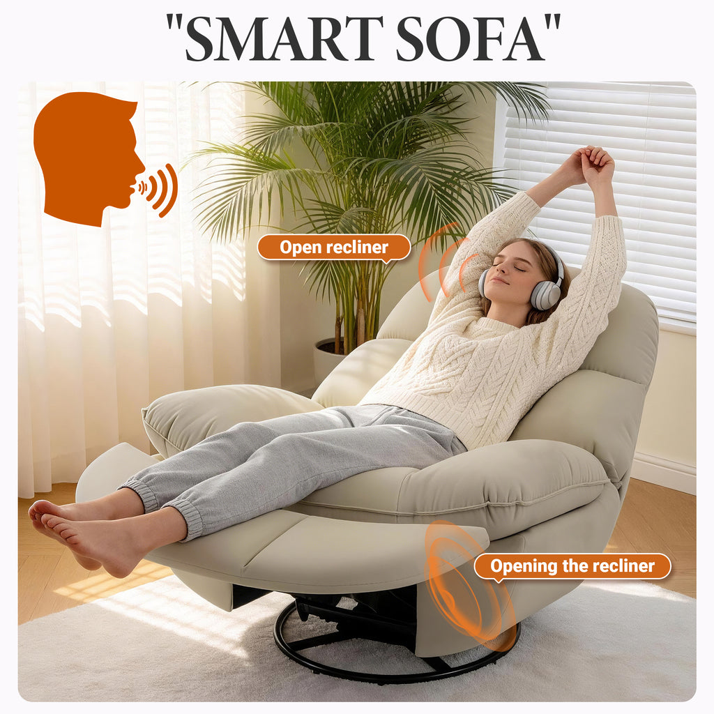 Culect Power Lift Recliner Chair with Bluetooth Speakers & RGB LED Lights ESW-01 Beige