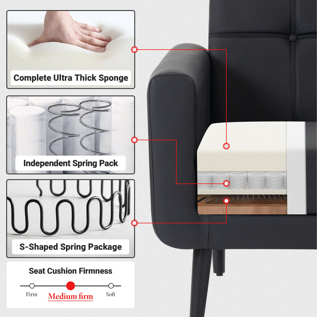 PU Leather Accent Chair ACS-01 Black