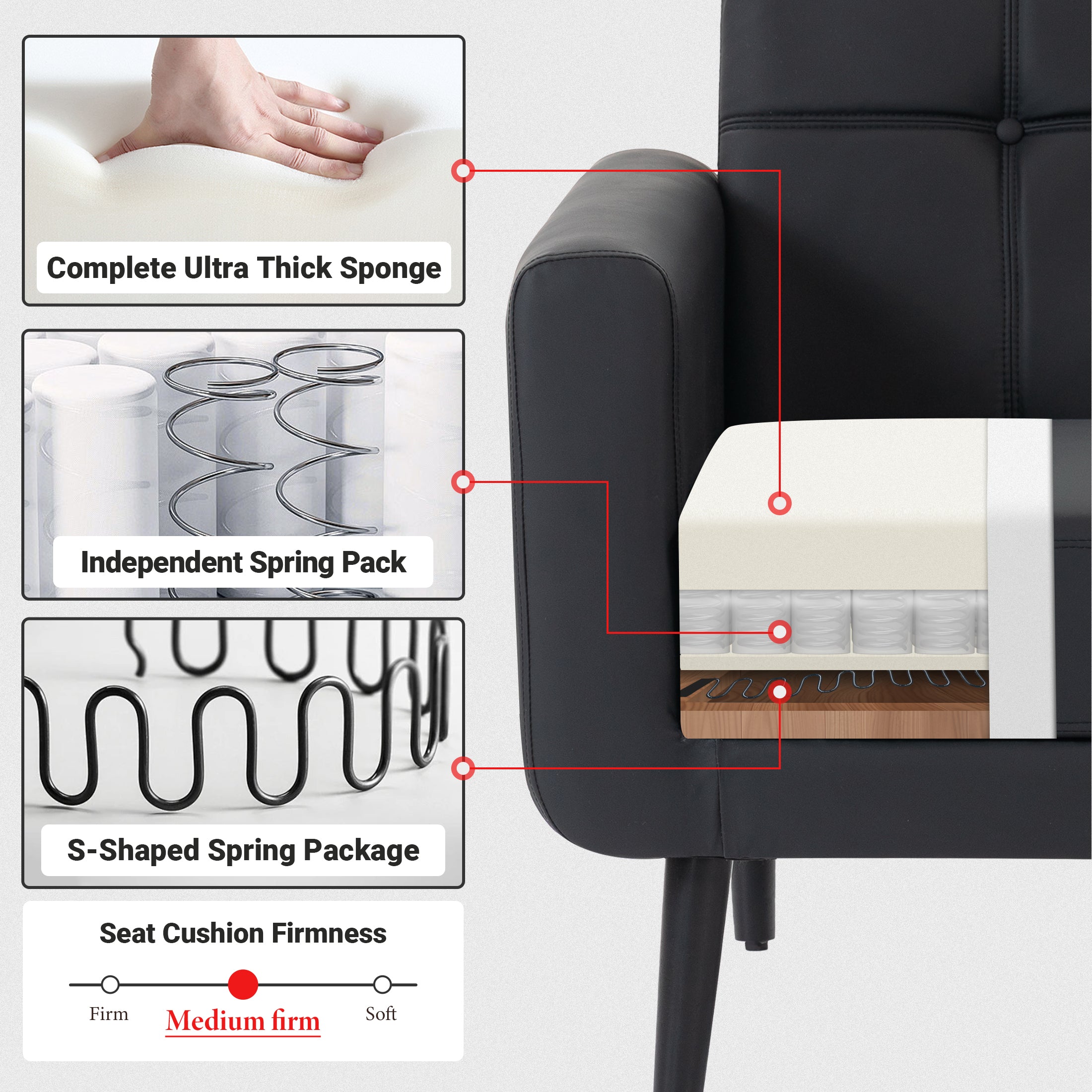 PU Leather Accent Chair ACS-01 Black