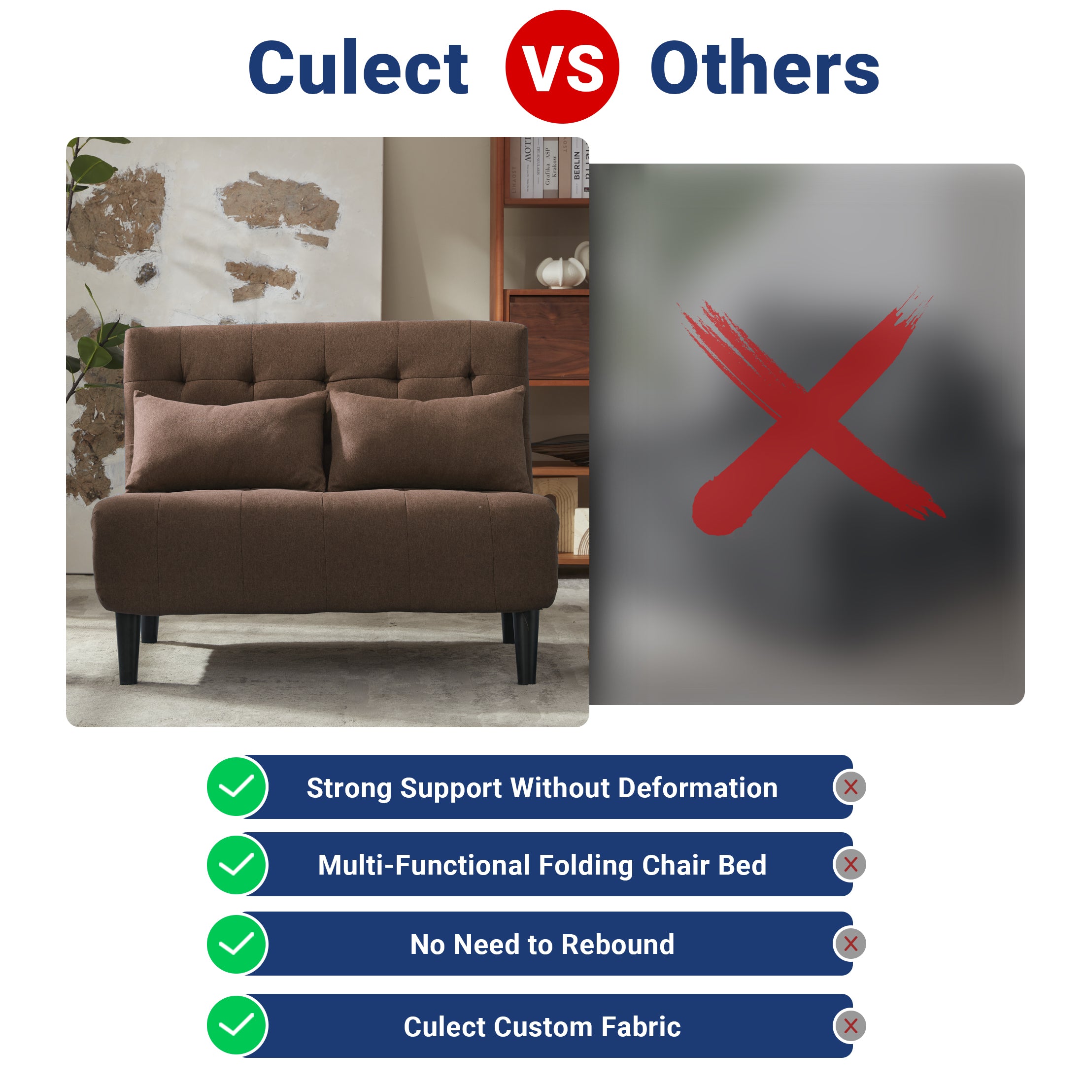 Two-Person Folding Sofa Bed CCD-01 Brown