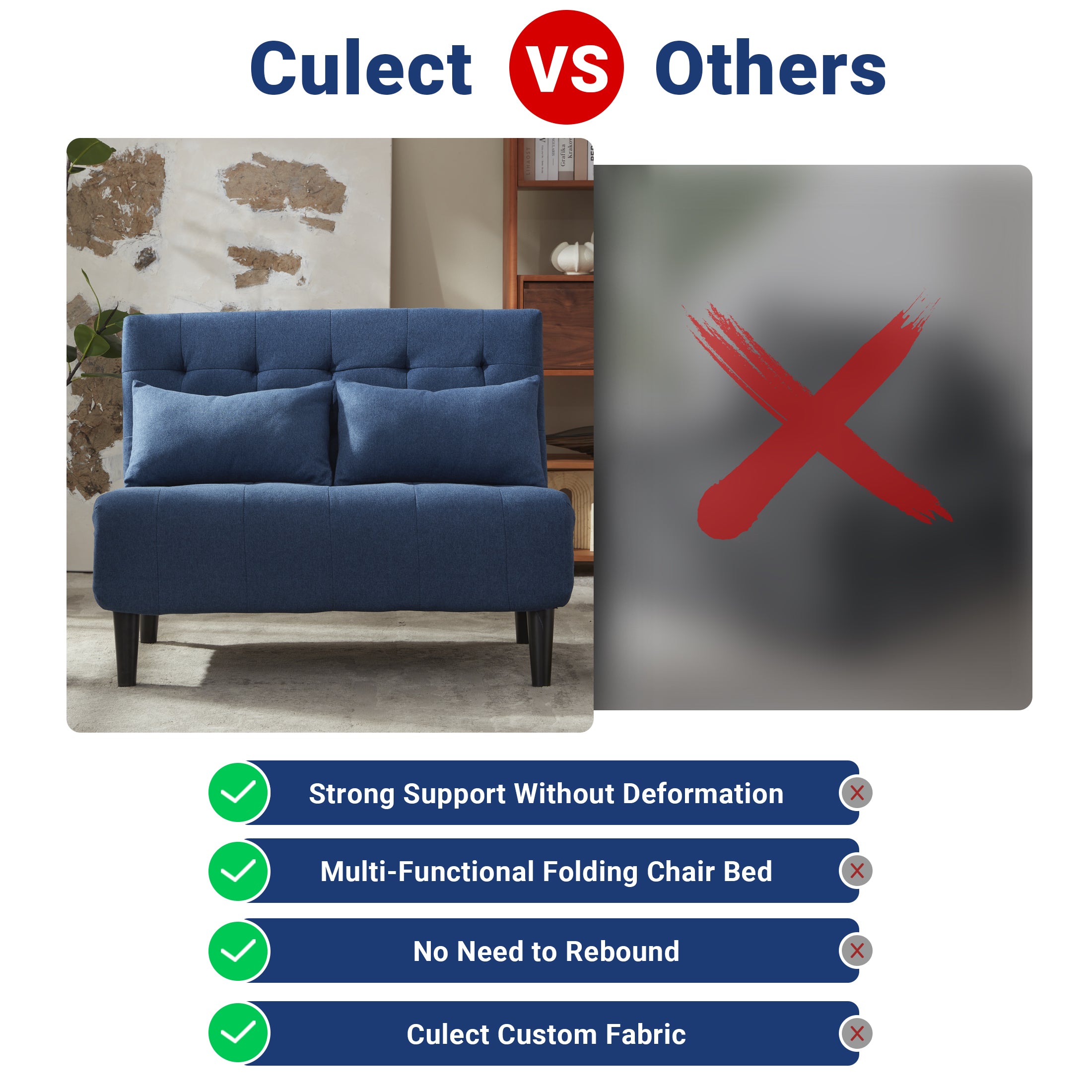 Two-Person Folding Sofa Bed CCD-01 Blue