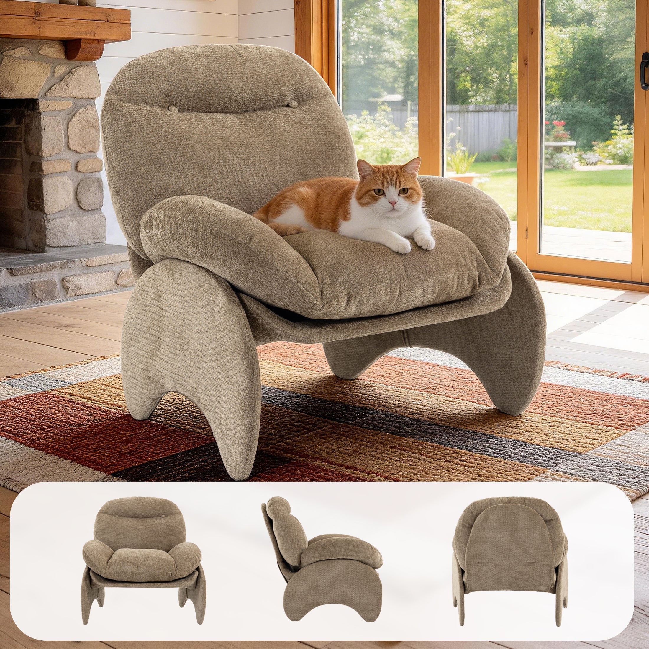 Stylish Crab-Shaped Lounge Chair ACS-05 Brown