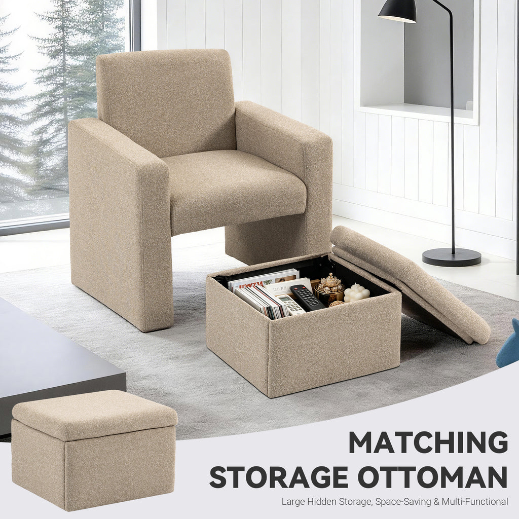 Culect Single Armchair with Storage Footrest ACSO-01 Brown