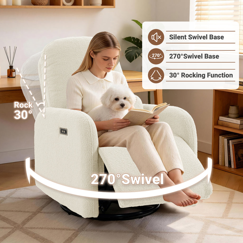 Culect 270 Swivel Rocker Recliner Chair ESS-01 Beige