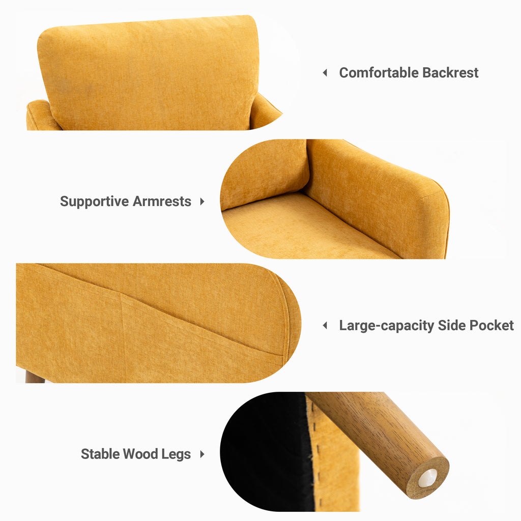 Comfortable Reading Chair for the Living Room or Study ACS-02 Yellow