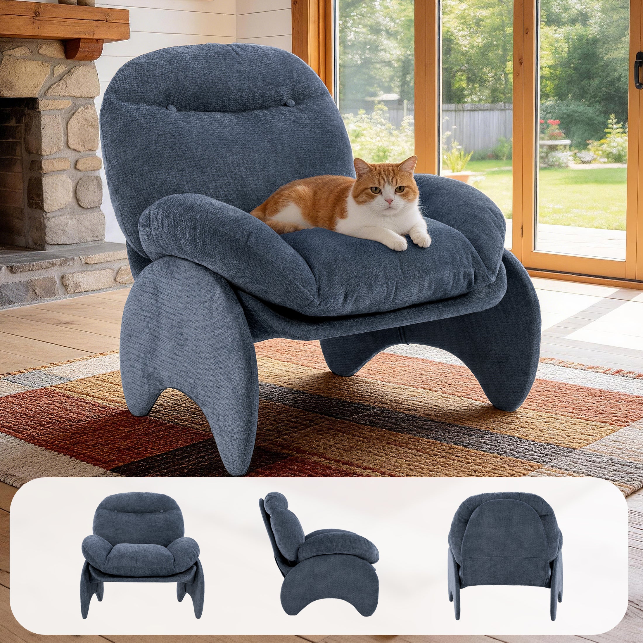 Stylish Crab-Shaped Lounge Chair ACS-05 Blue