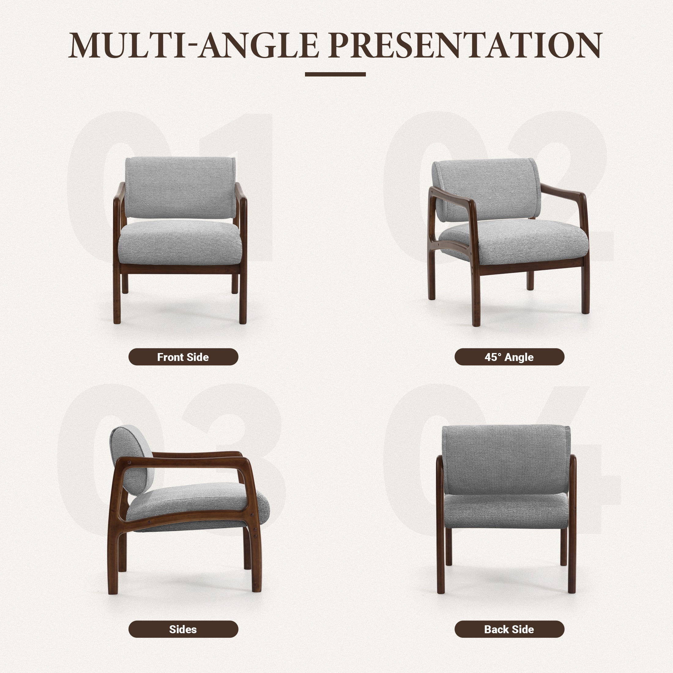 Linen-Backed 360° Swivel Recliner Chair ACW-01 Gray