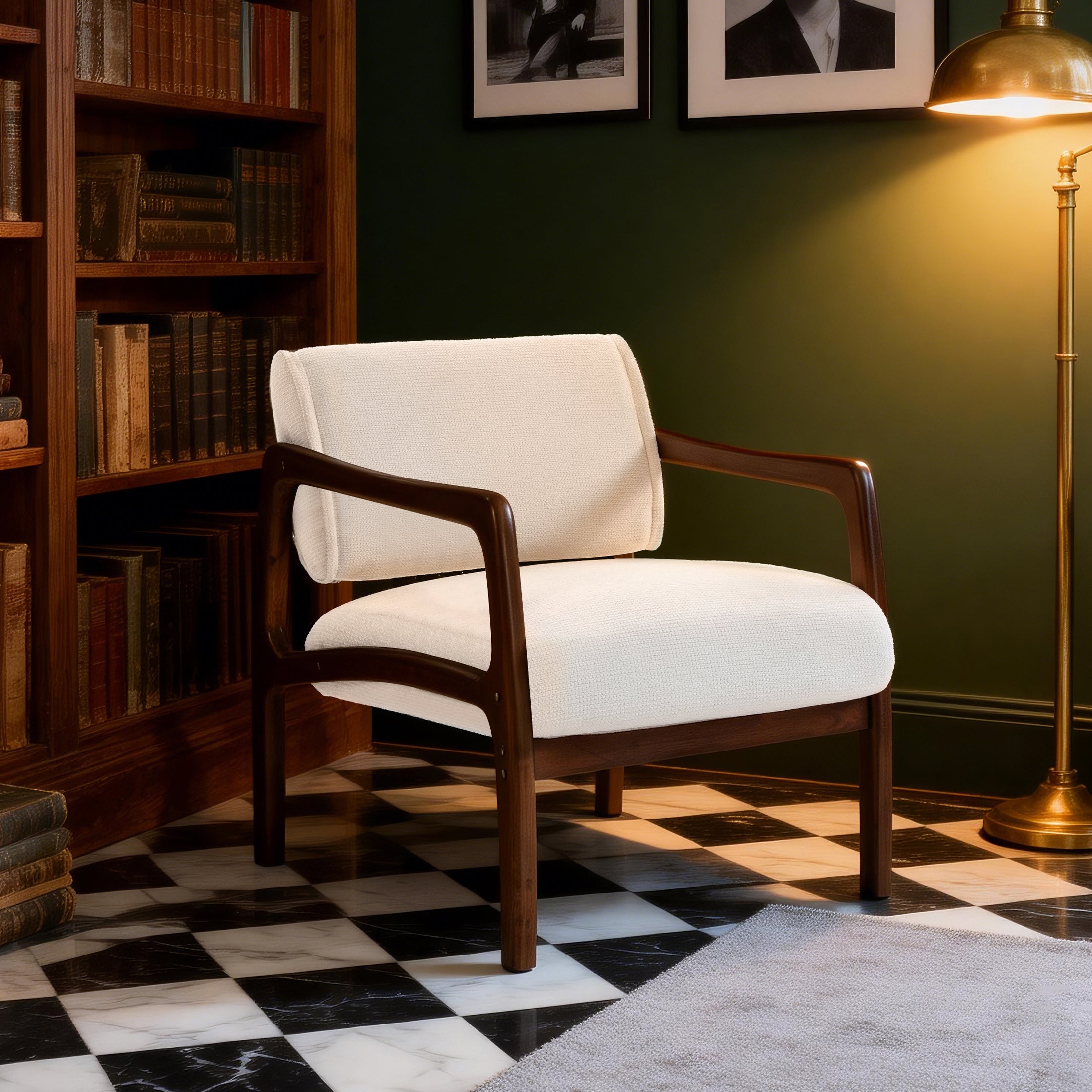 Linen-Backed 360° Swivel Recliner Chair ACW-01 White