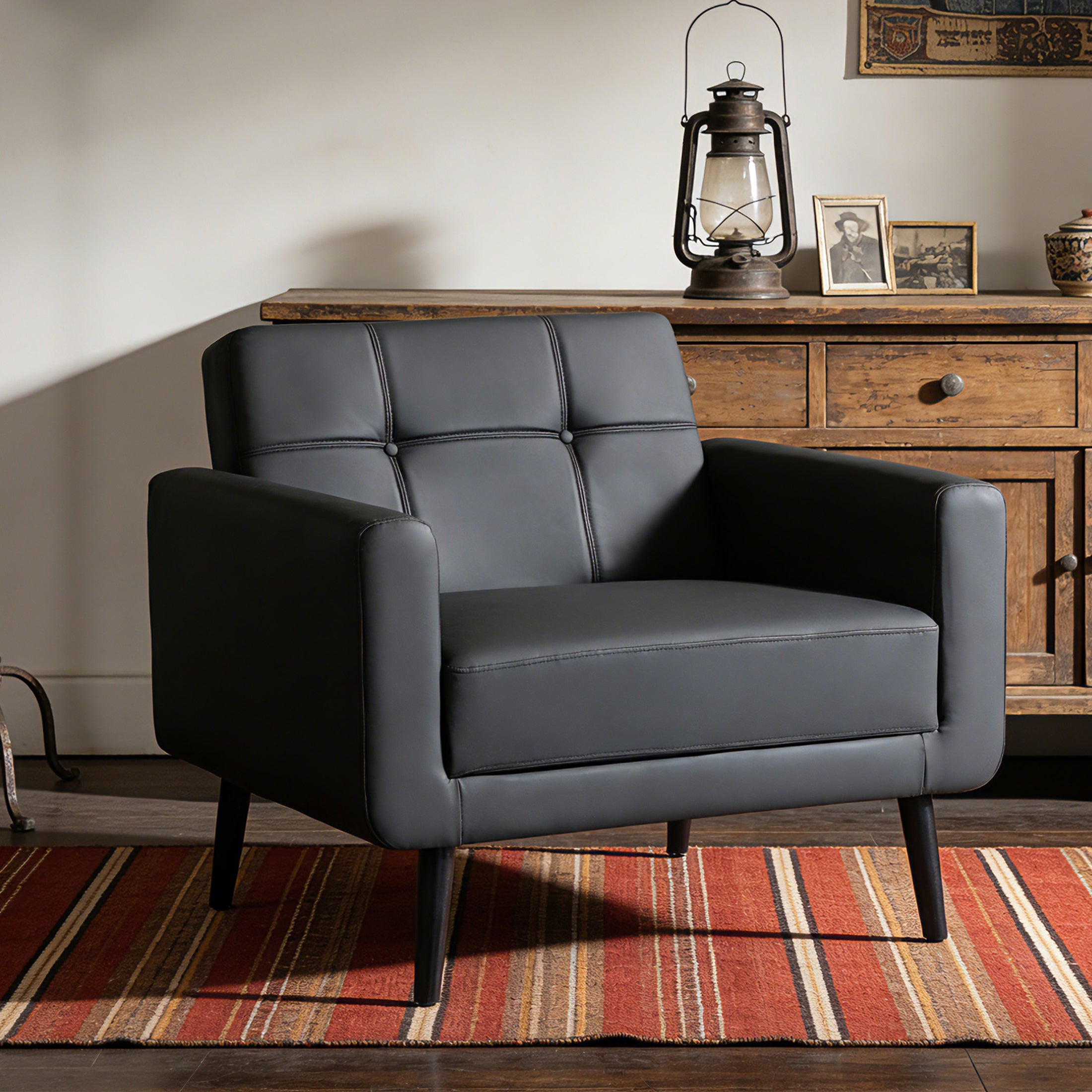 PU Leather Accent Chair ACS-01 Black