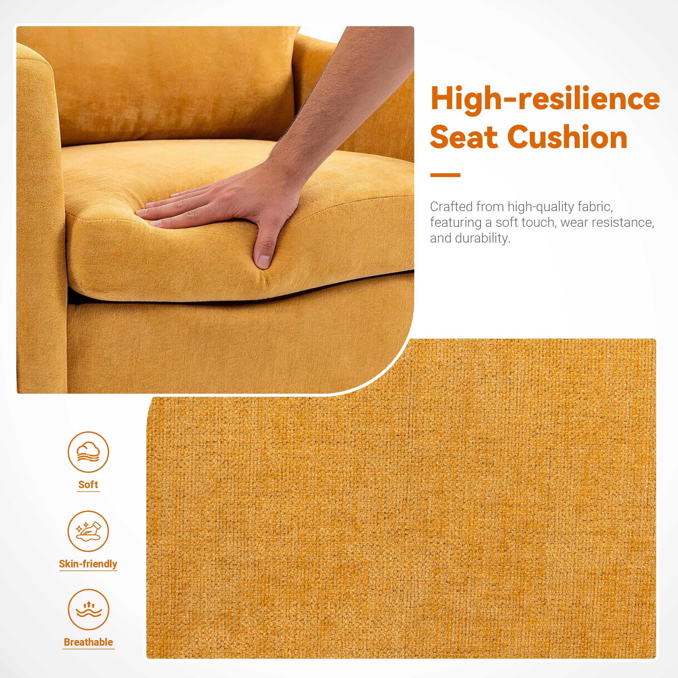 Comfortable Reading Chair for the Living Room or Study ACS-02 Yellow