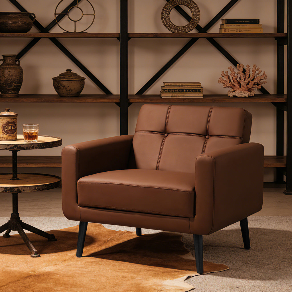 PU Leather Accent Chair ACS-01 Brown