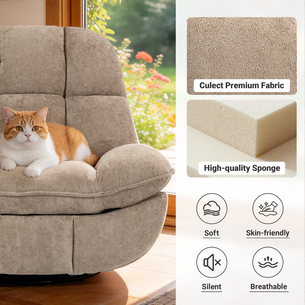 Culect Power Lift Recliner Chair with Bluetooth Speakers & RGB LED Lights ESW-01 Oat color
