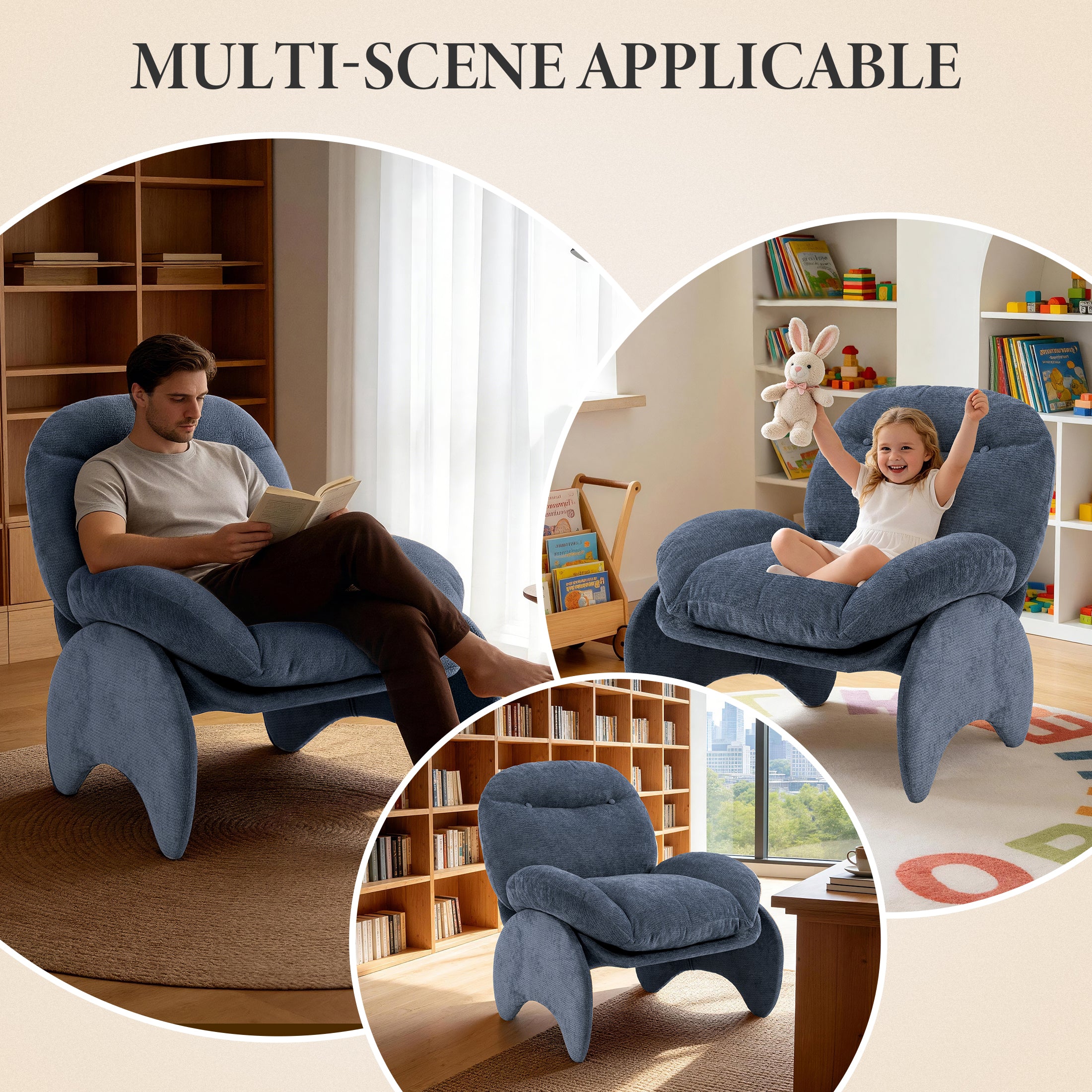 Stylish Crab-Shaped Lounge Chair ACS-05 Blue