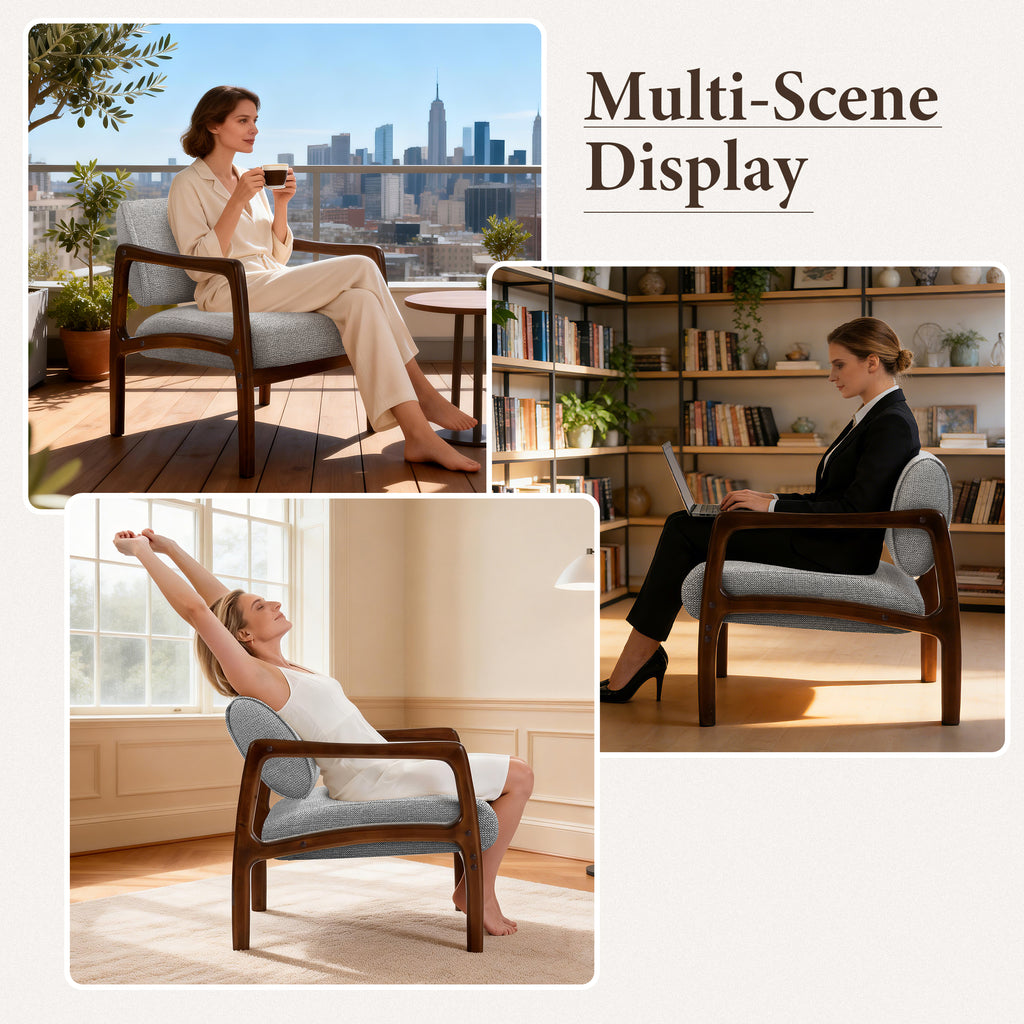 Linen-Backed 360° Swivel Recliner Chair ACW-01 Gray