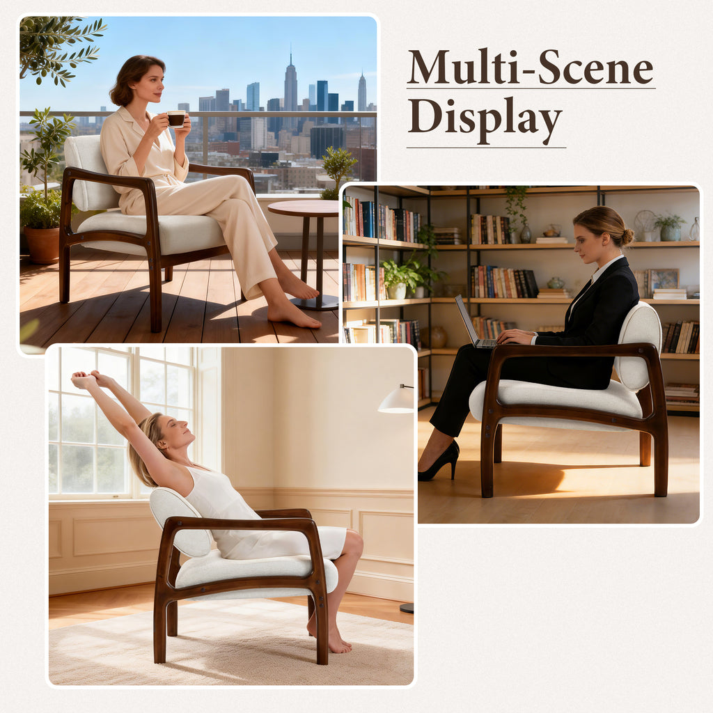 Linen-Backed 360° Swivel Recliner Chair ACW-01 White