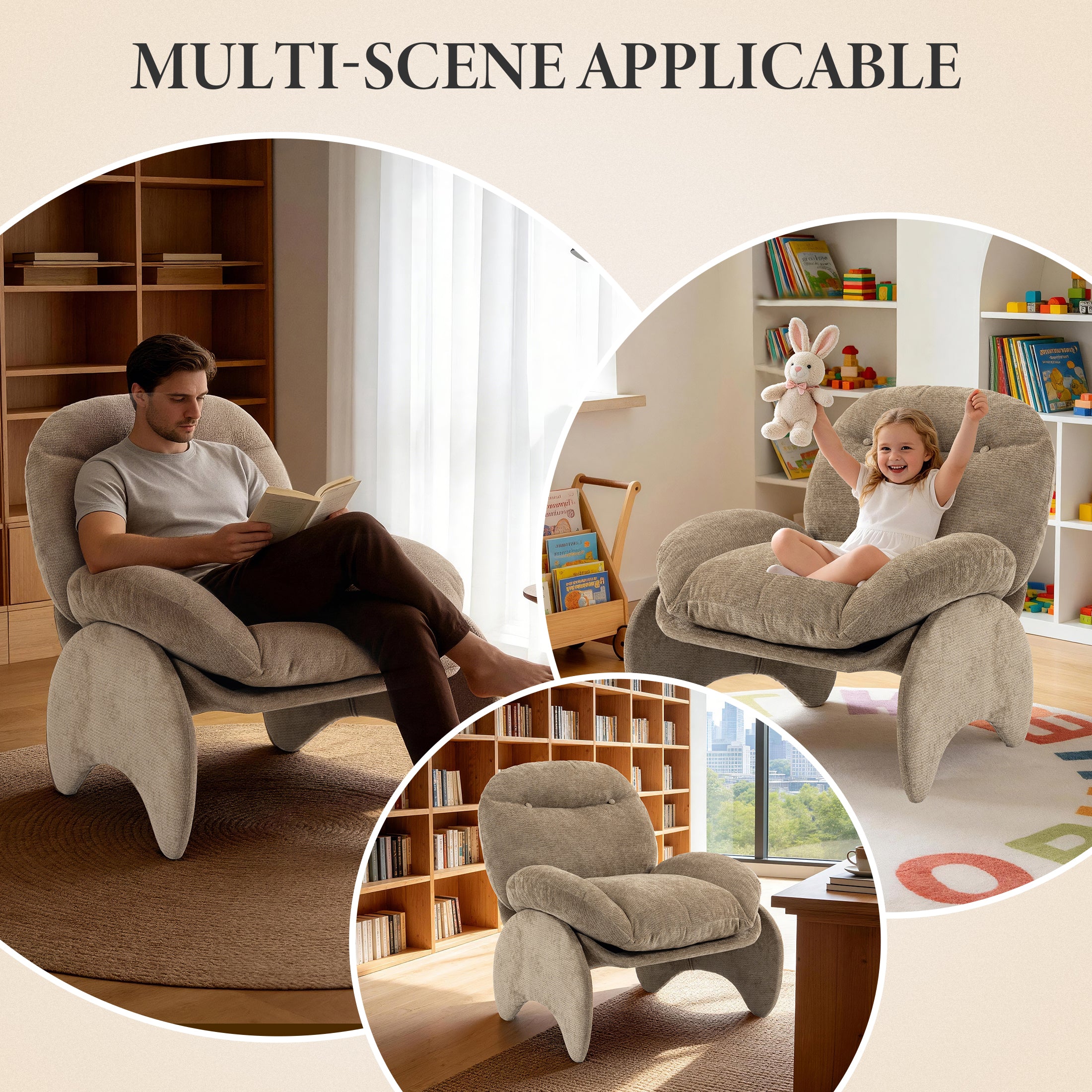 Stylish Crab-Shaped Lounge Chair ACS-05 Brown