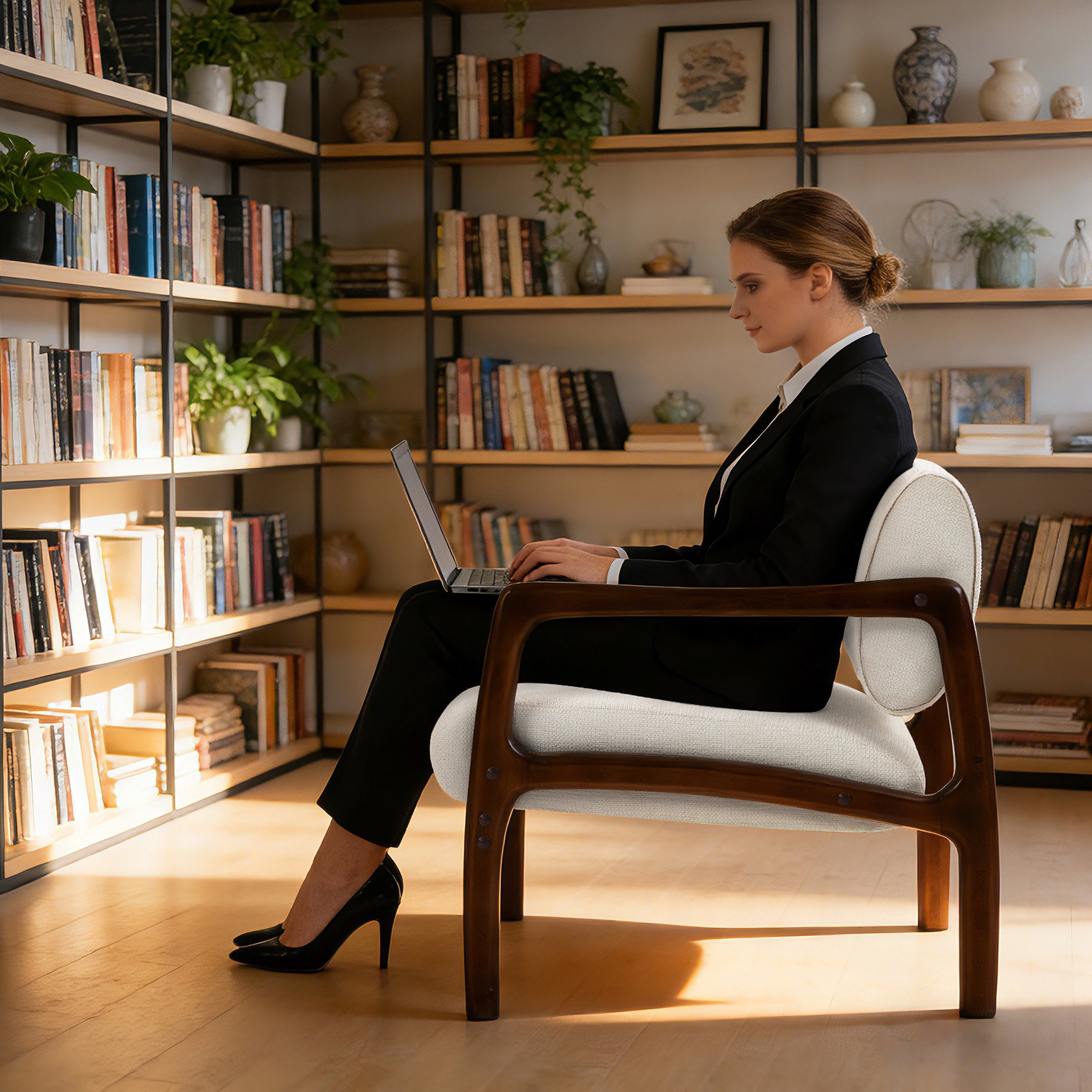 Linen-Backed 360° Swivel Recliner Chair ACW-01 White