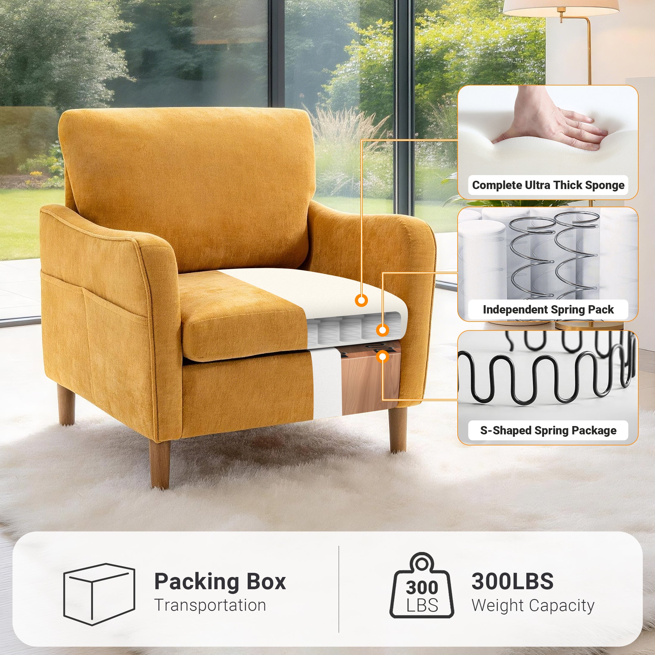 Comfortable Reading Chair for the Living Room or Study ACS-02 Yellow