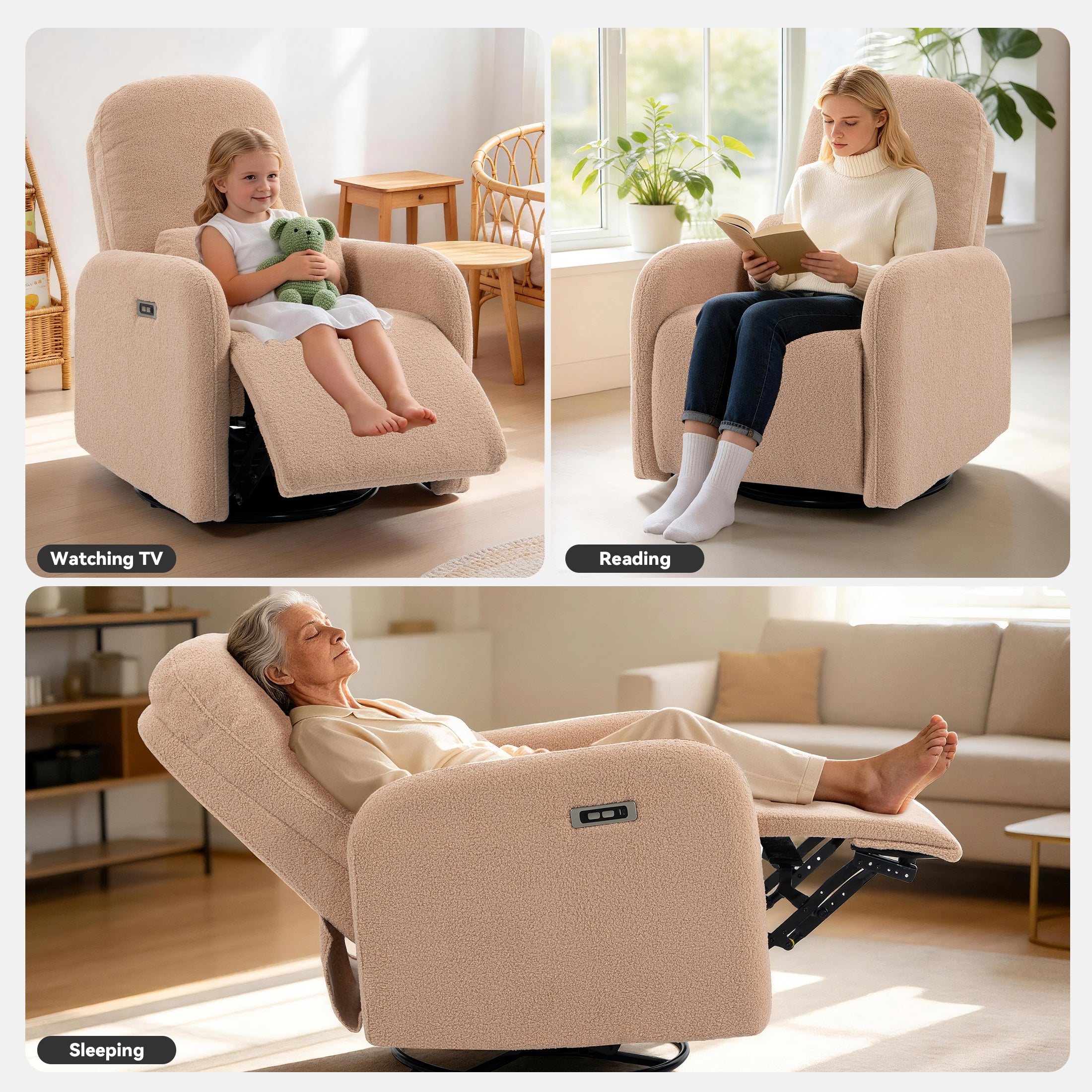 Culect 270 Swivel Rocker Recliner Chair ESS-01 Brown