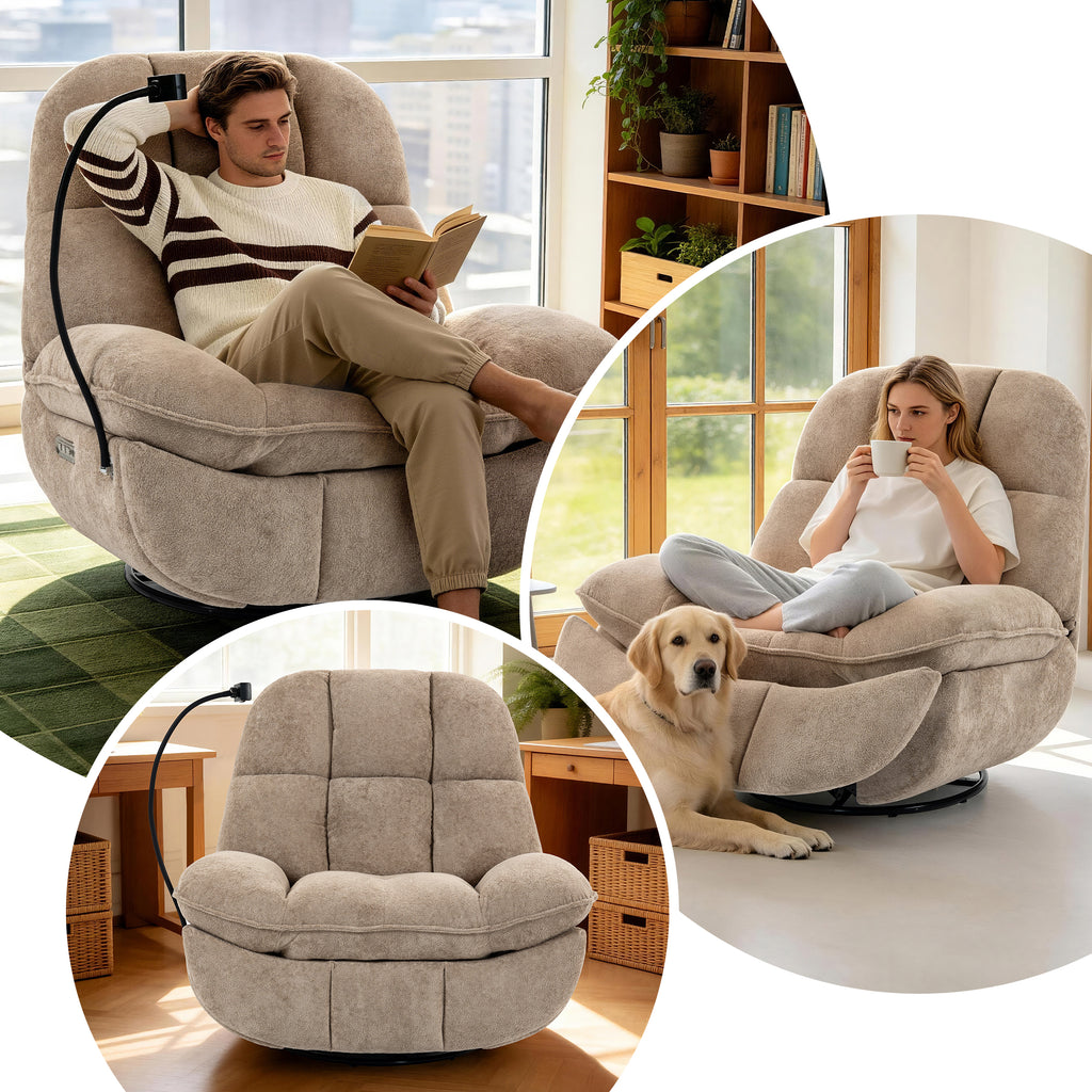 Culect Power Lift Recliner Chair with Bluetooth Speakers & RGB LED Lights ESW-01 Oat color