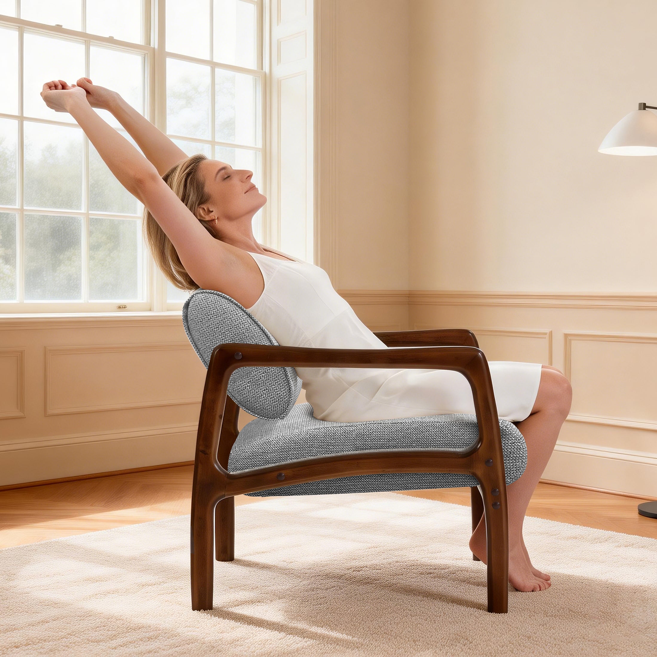 Linen-Backed 360° Swivel Recliner Chair ACW-01 Gray