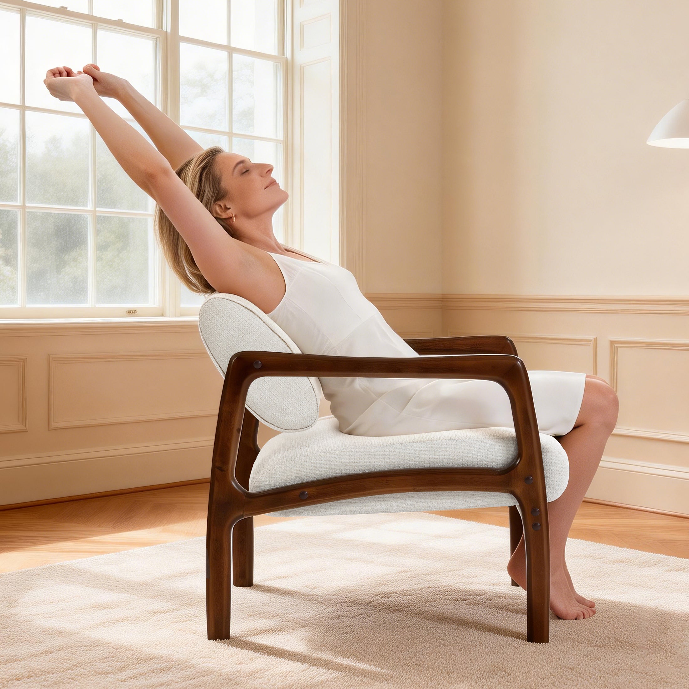 Linen-Backed 360° Swivel Recliner Chair ACW-01 White