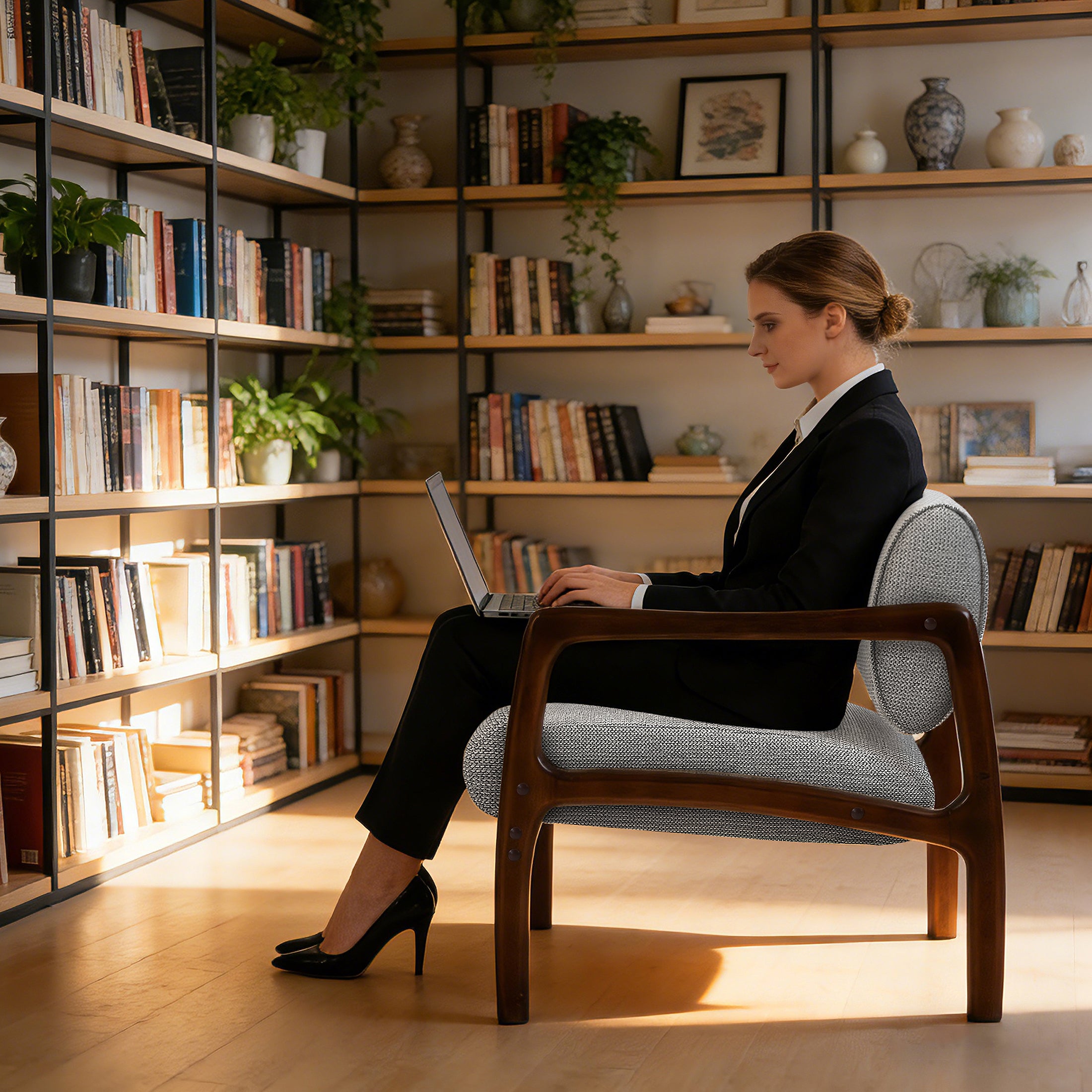 Linen-Backed 360° Swivel Recliner Chair ACW-01 Gray