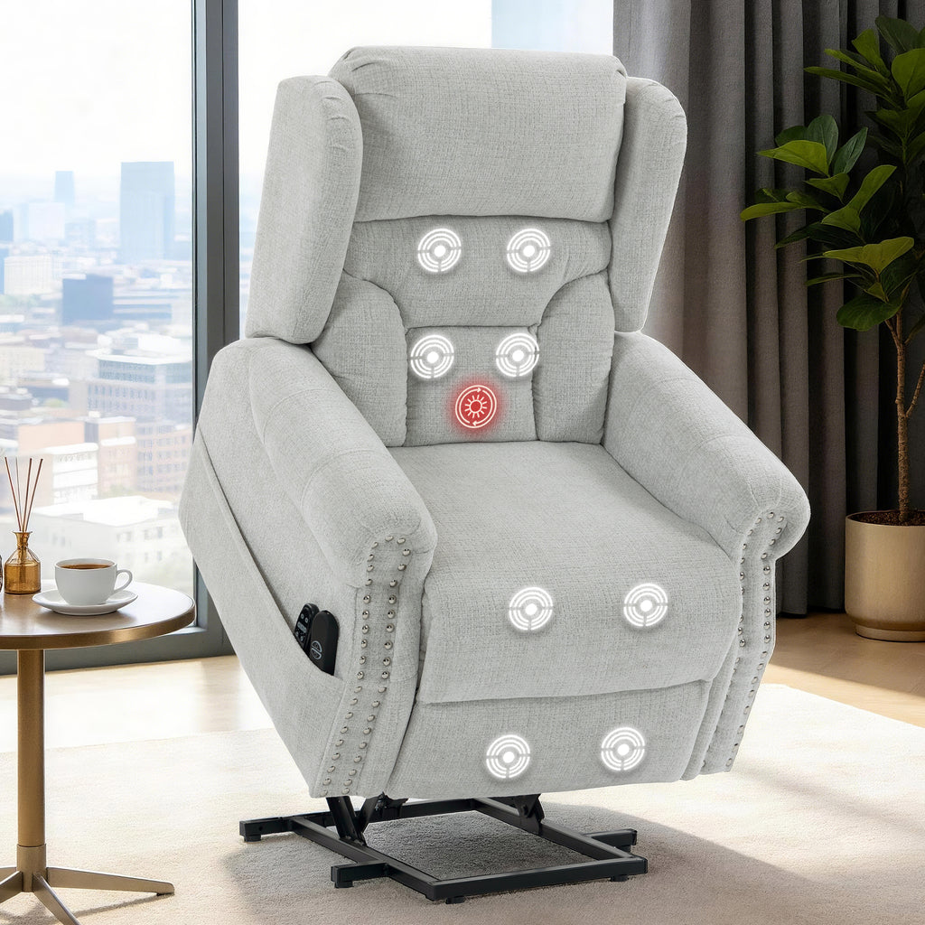 Culect Electric Power Lift Recliner with Massage and Heating ES-04 Light Gray