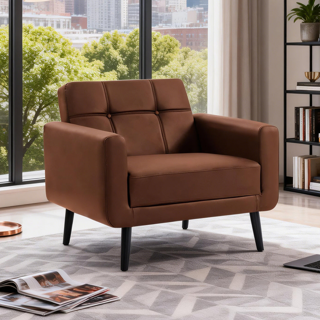 PU Leather Accent Chair ACS-01 Brown