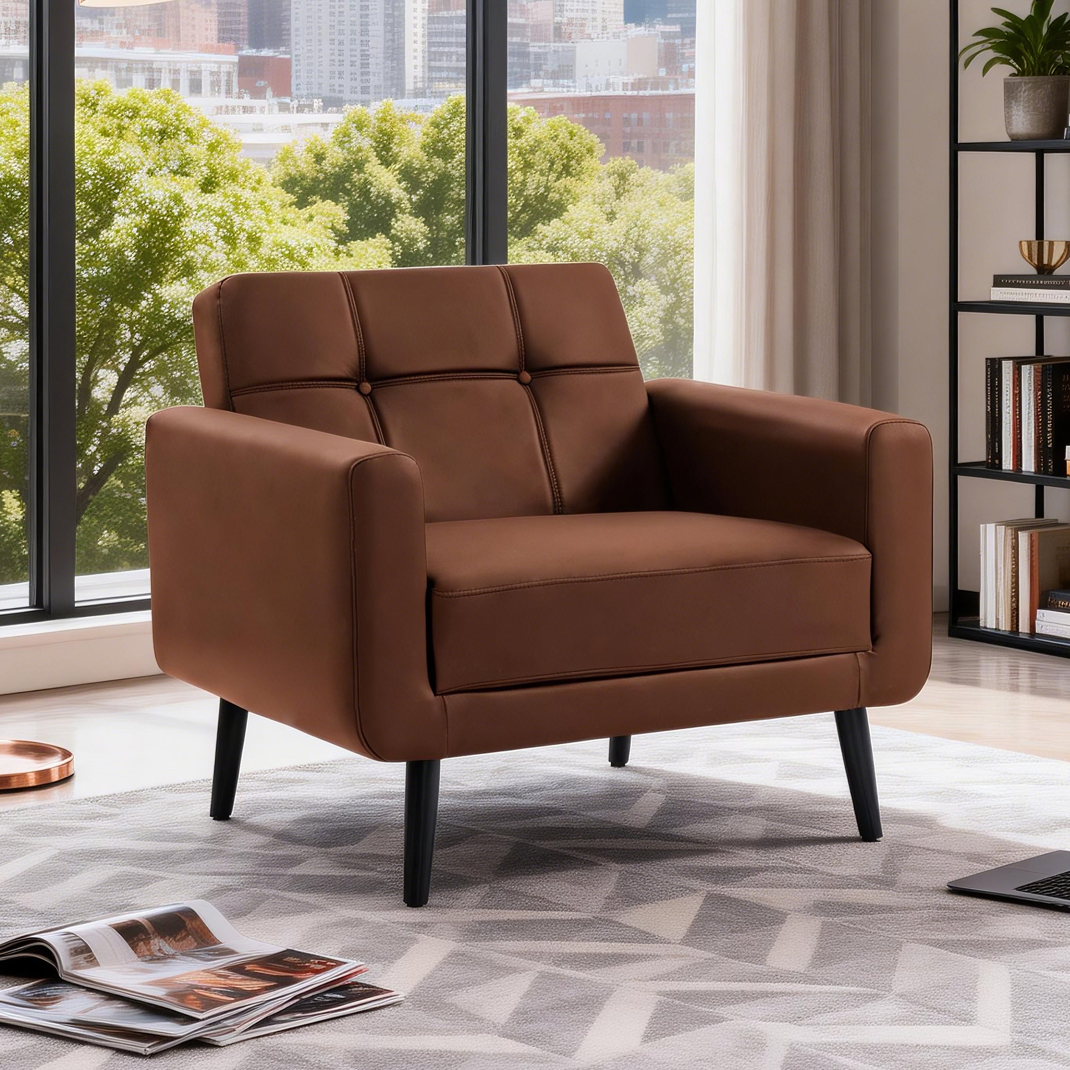 PU Leather Accent Chair ACS-01 Brown