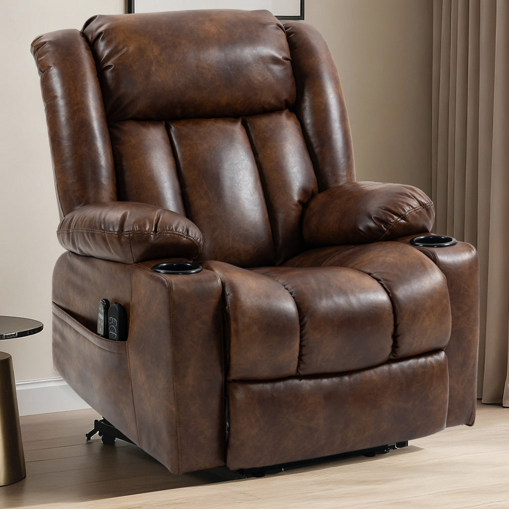Leather Power Lift Recliner ED-01 Brown