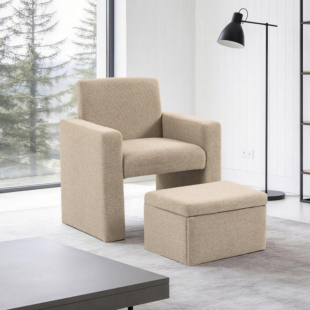 Culect Single Armchair with Storage Footrest ACSO-01 Brown