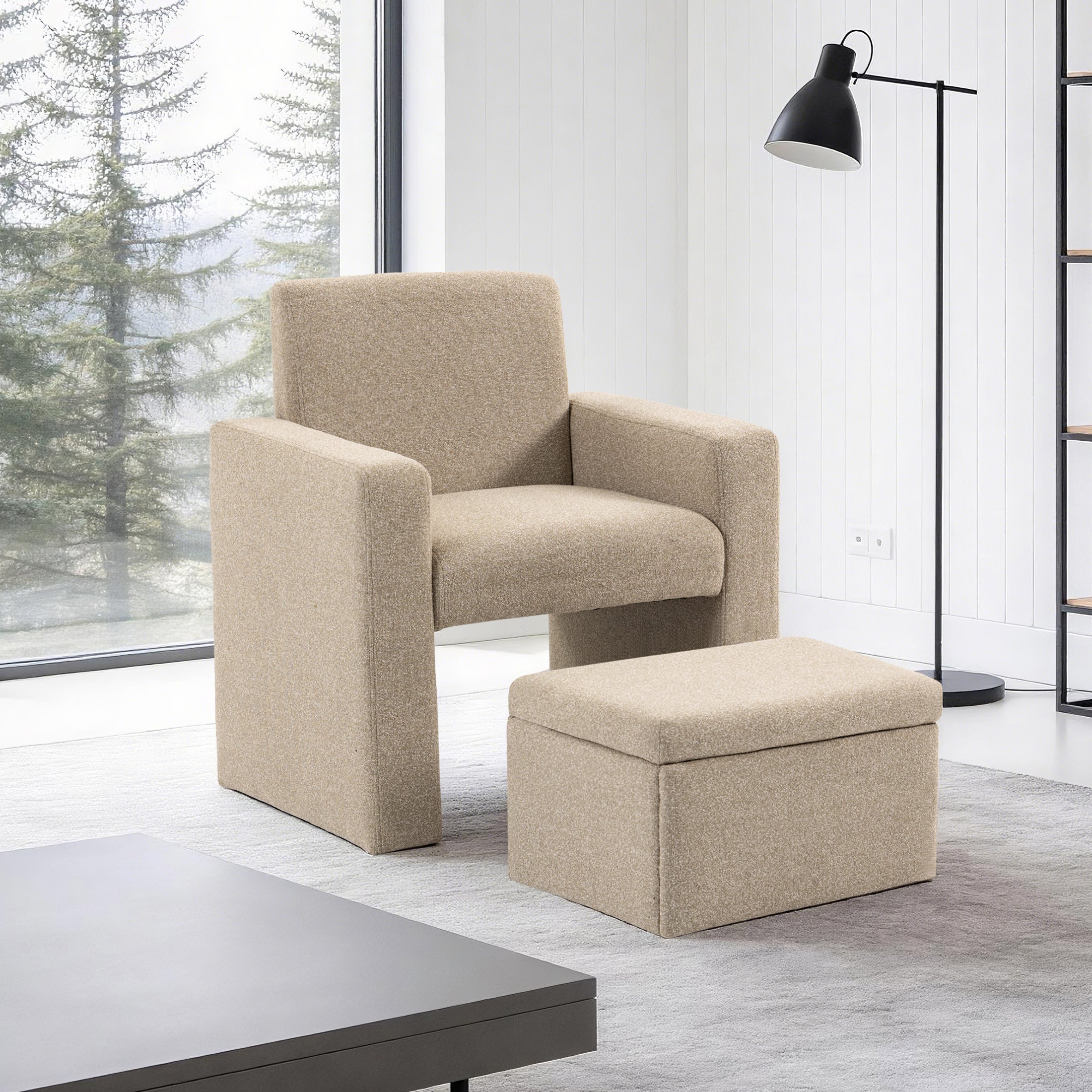 Culect Single Armchair with Storage Footrest ACSO-01 Brown