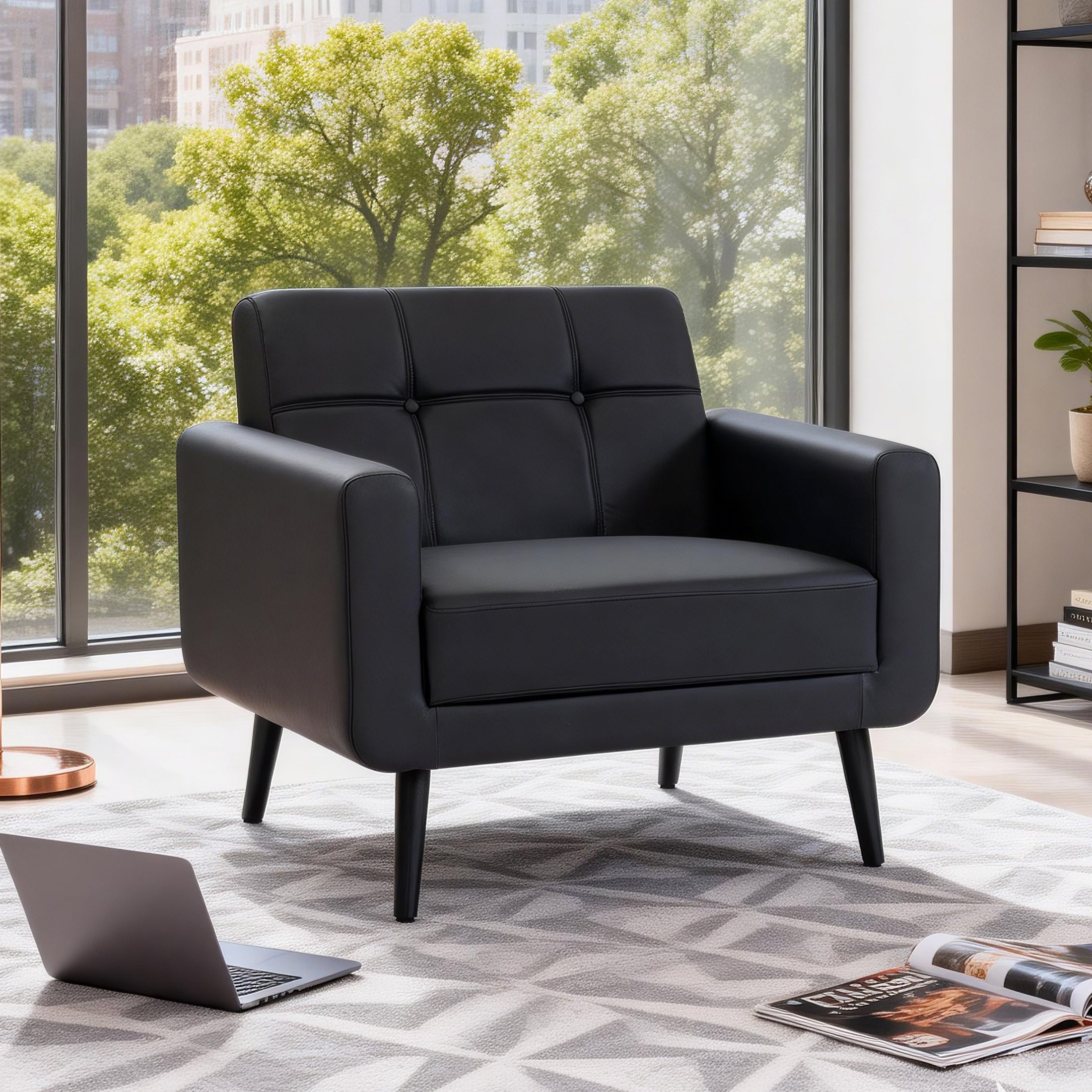 PU Leather Accent Chair ACS-01 Black