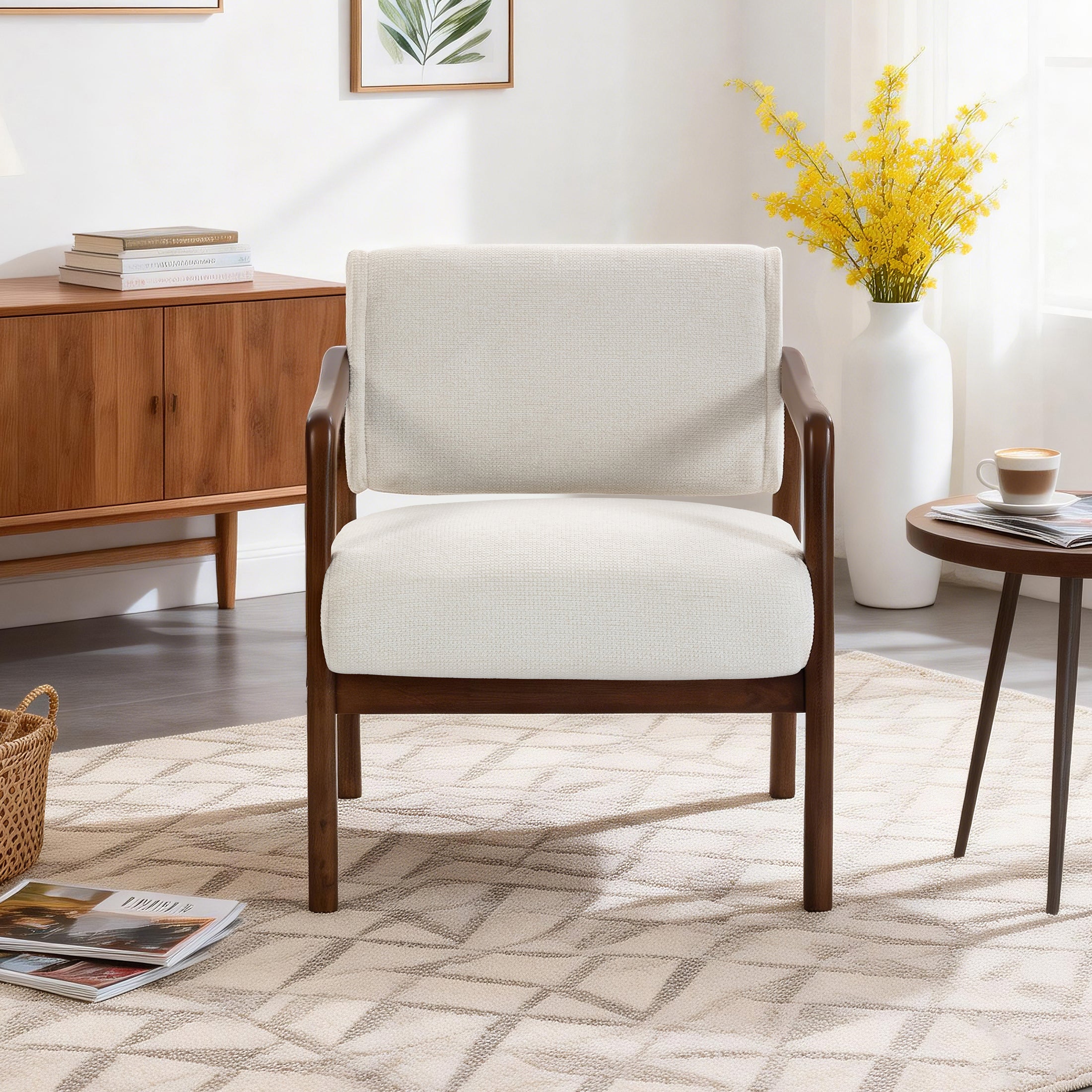 Linen-Backed 360° Swivel Recliner Chair ACW-01 White