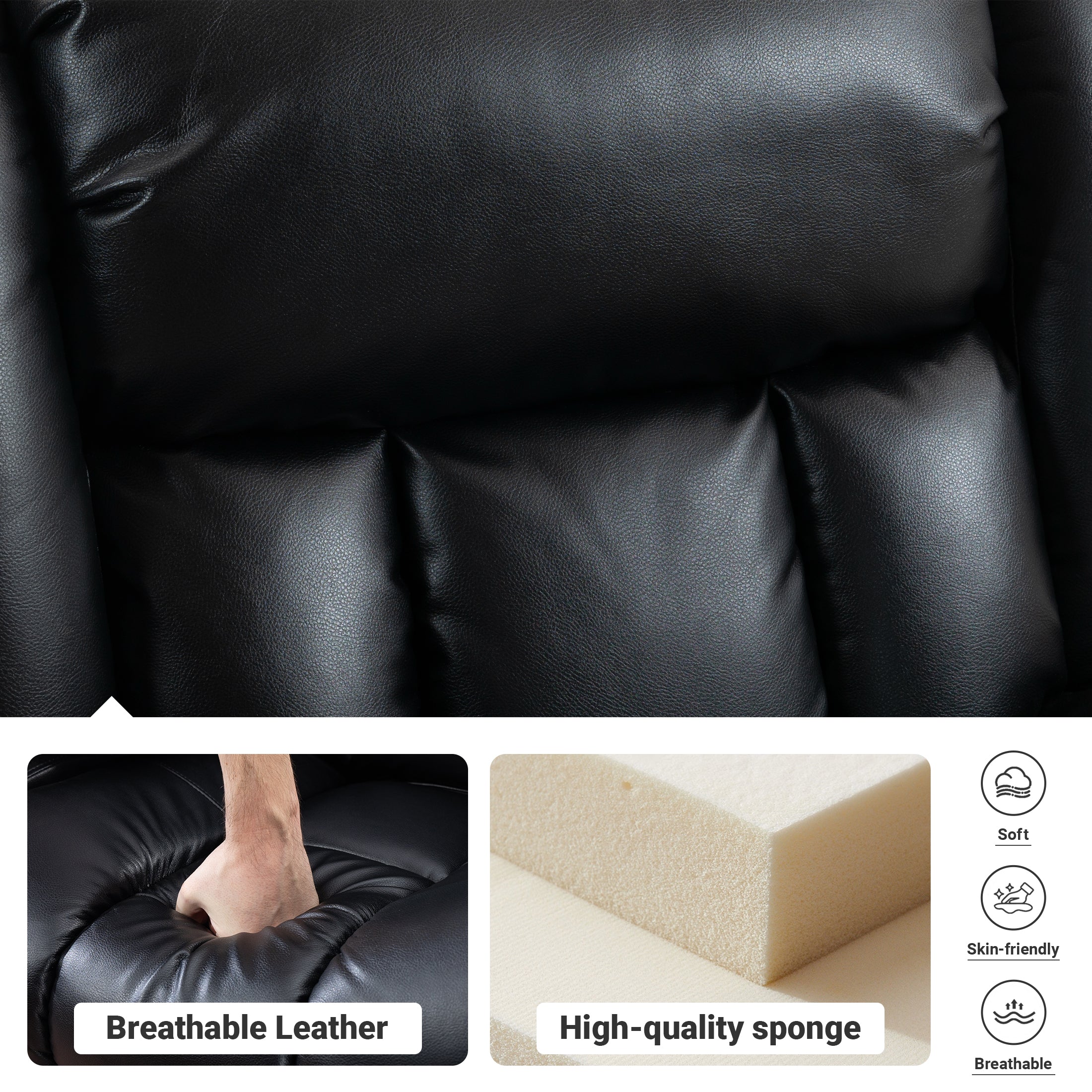 Leather Power Lift Recliner ED-01 Black