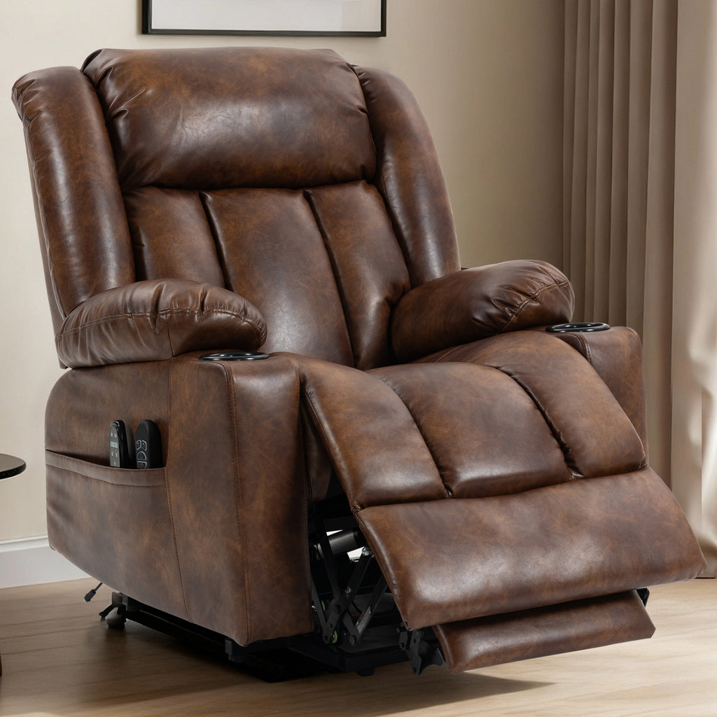 Leather Power Lift Recliner ED-01 Brown