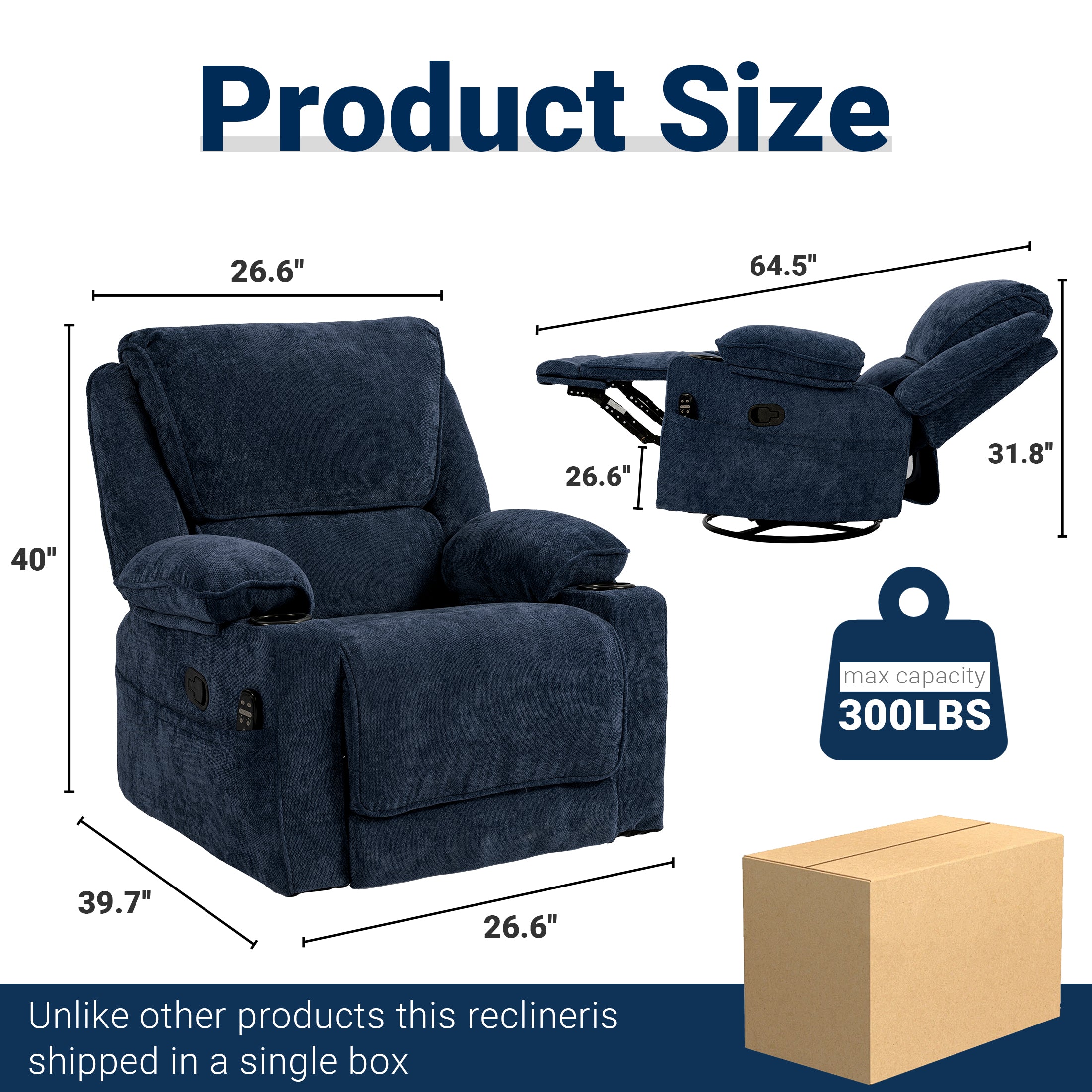 Manual Recliner HO-01 Navy Blue