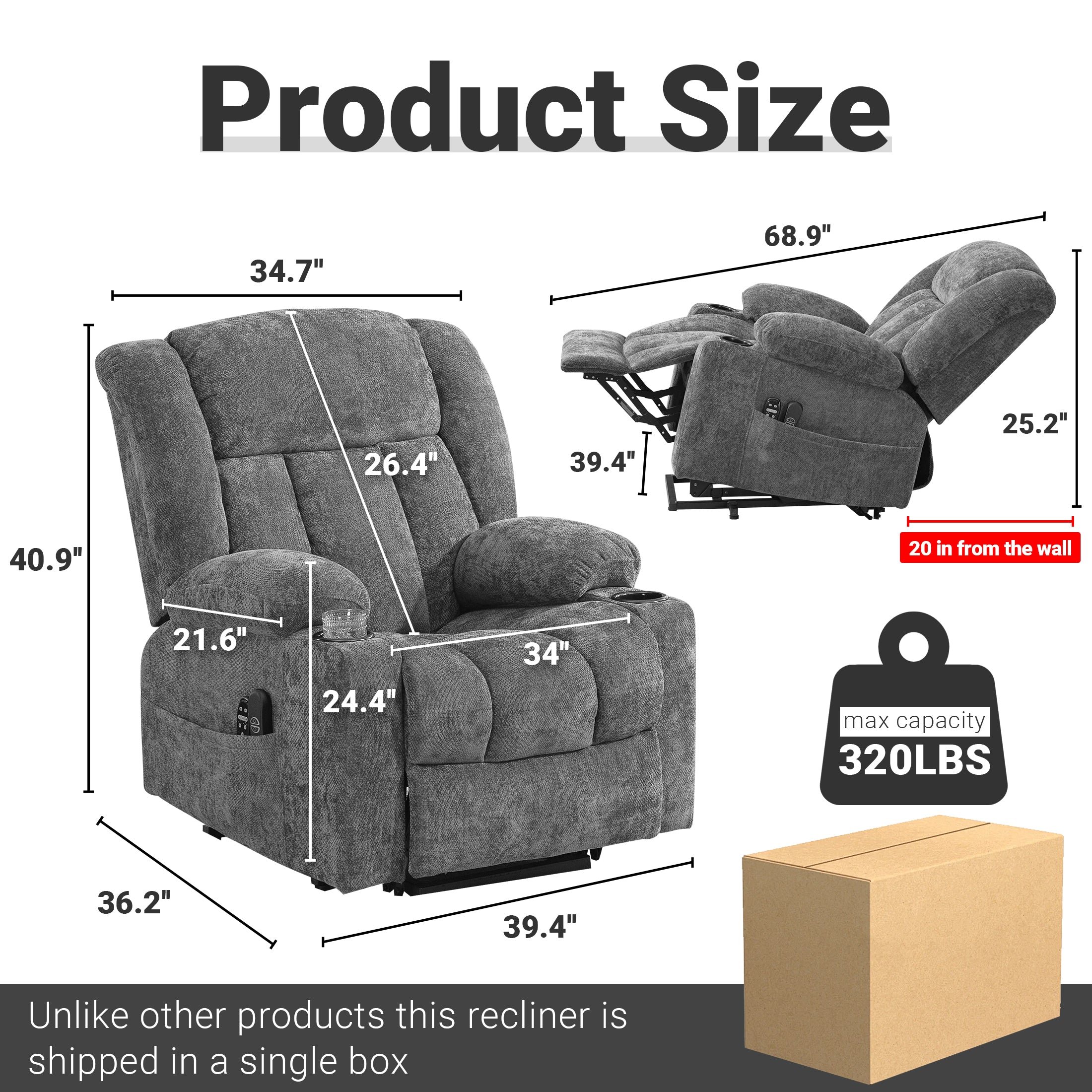 Electric Lift Recliner ES-01 Gray