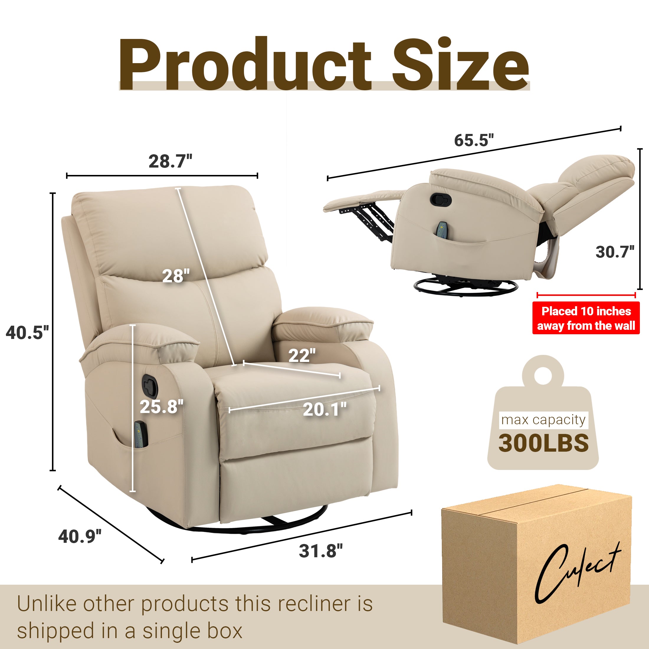 Manual Rocking Recliner HOM-02 Beige