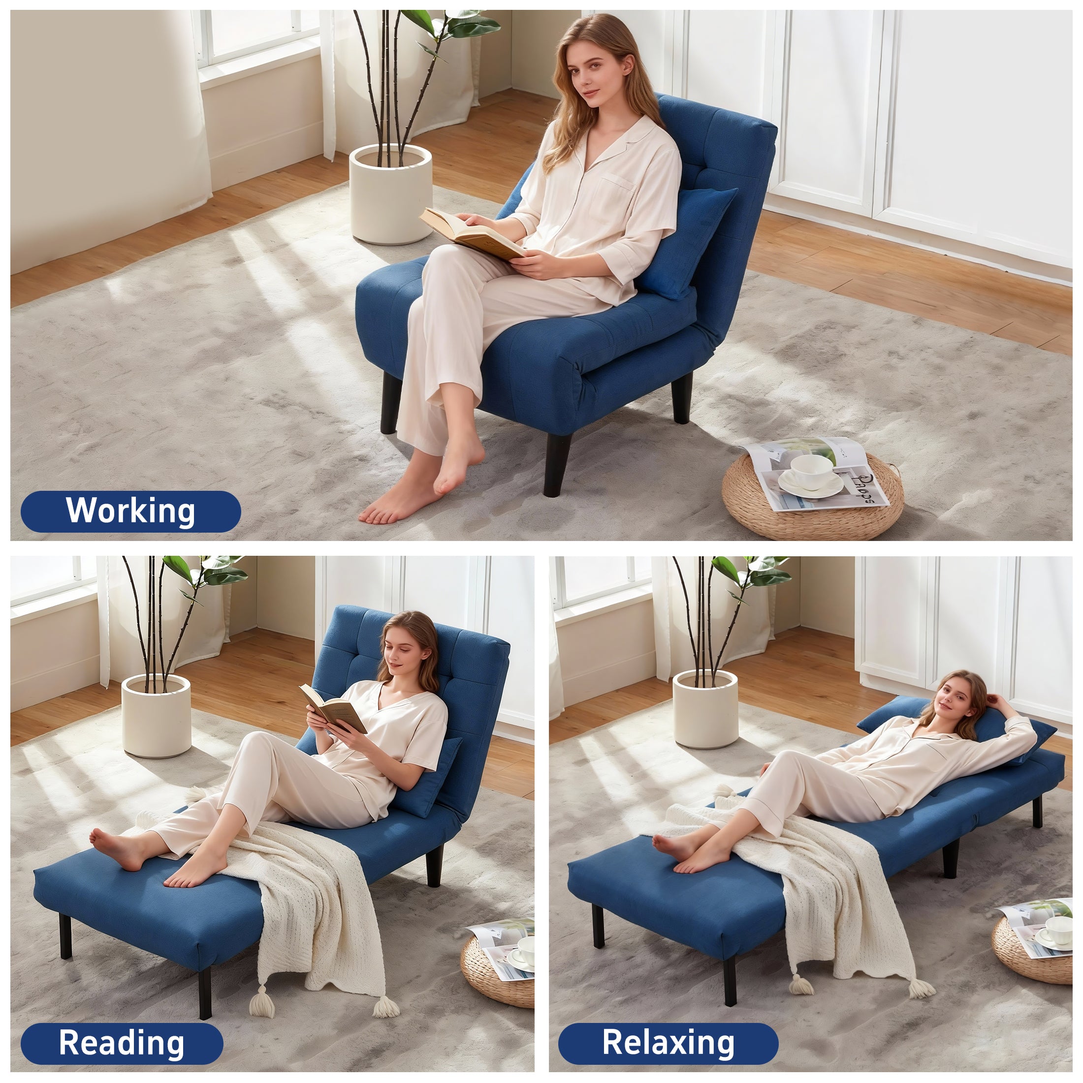 Single-Person Folding Sofa Bed CCS-01 Blue