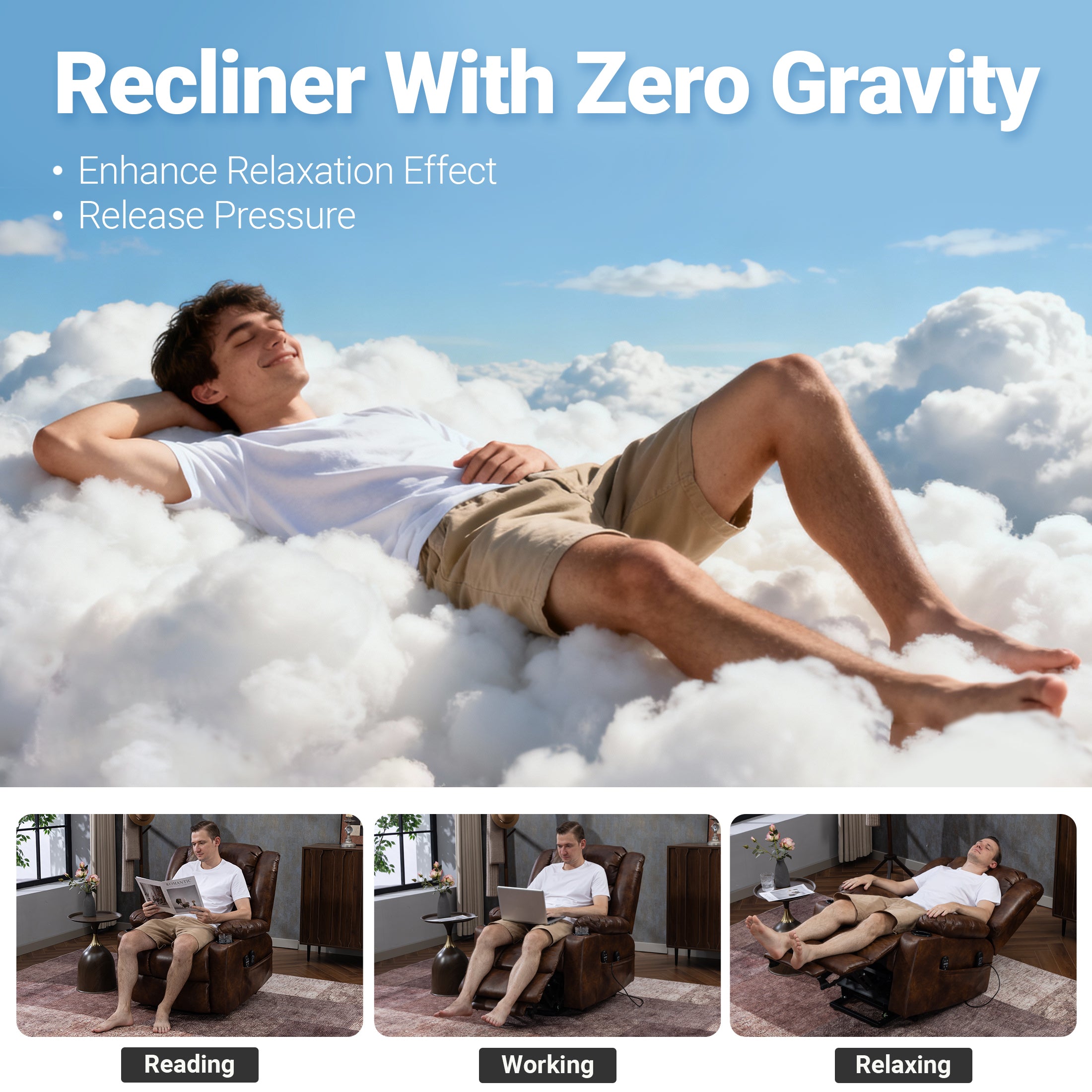 Leather Power Lift Recliner ED-01 Brown