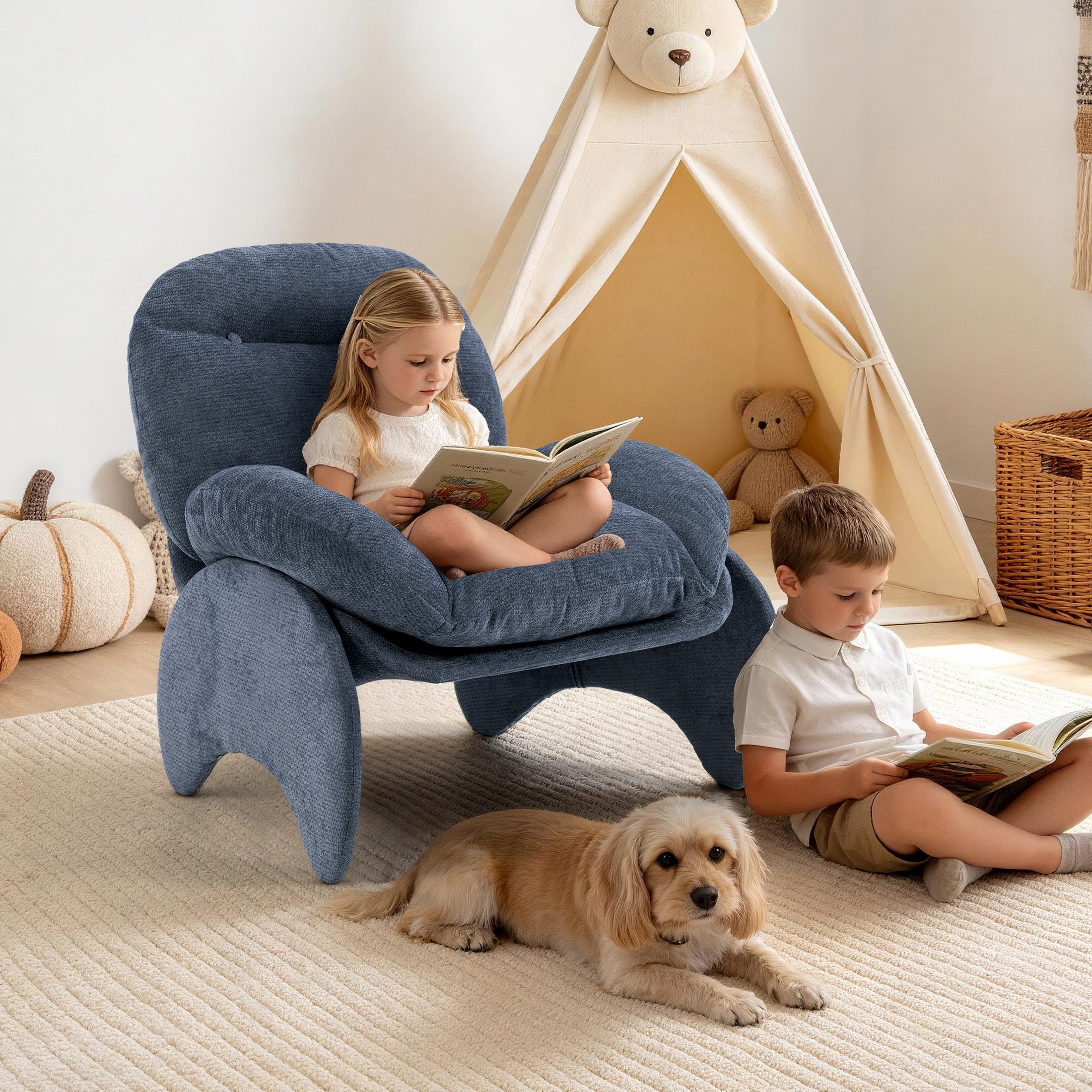 Stylish Crab-Shaped Lounge Chair ACS-05 Blue