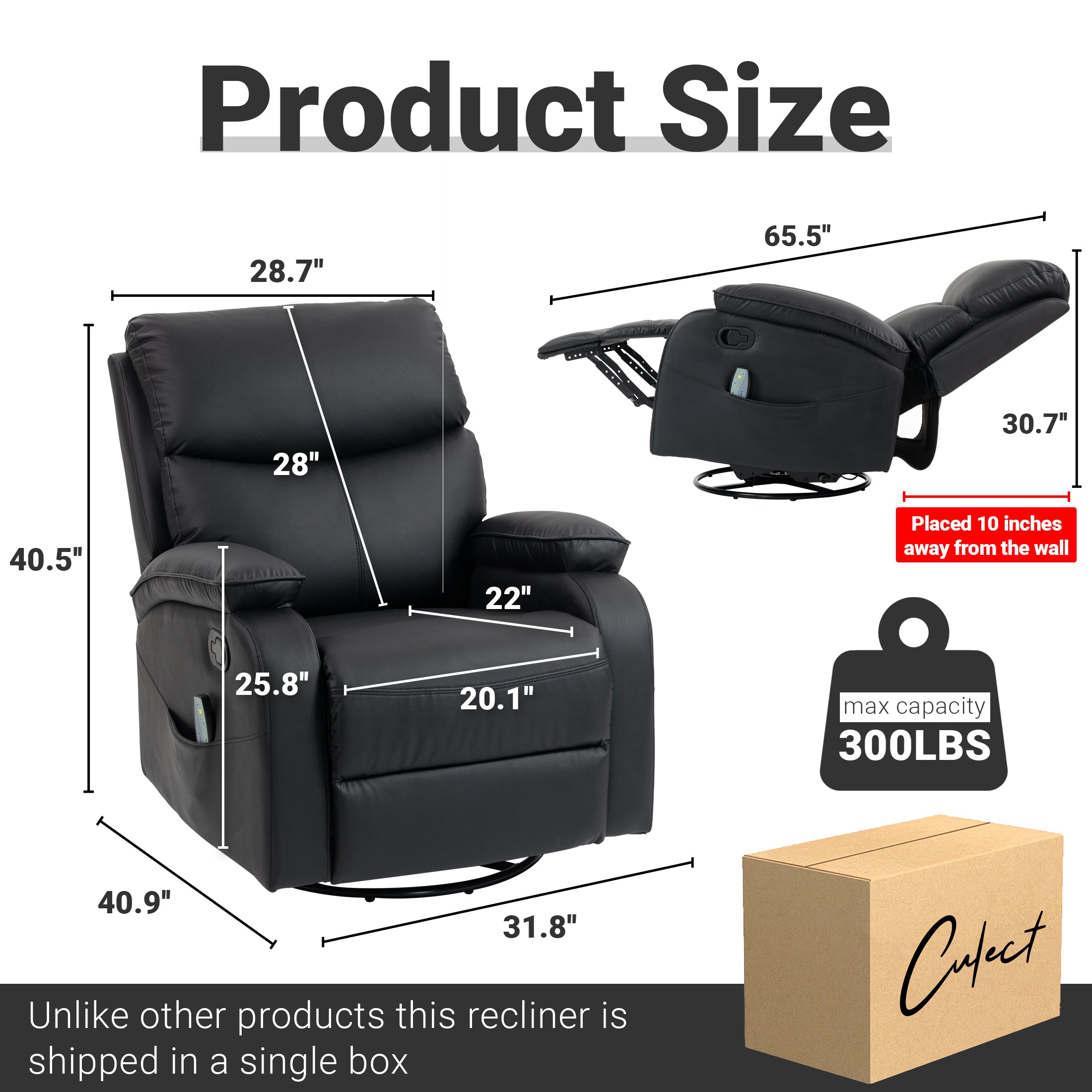 Manual Rocking Recliner HOM-02 Black