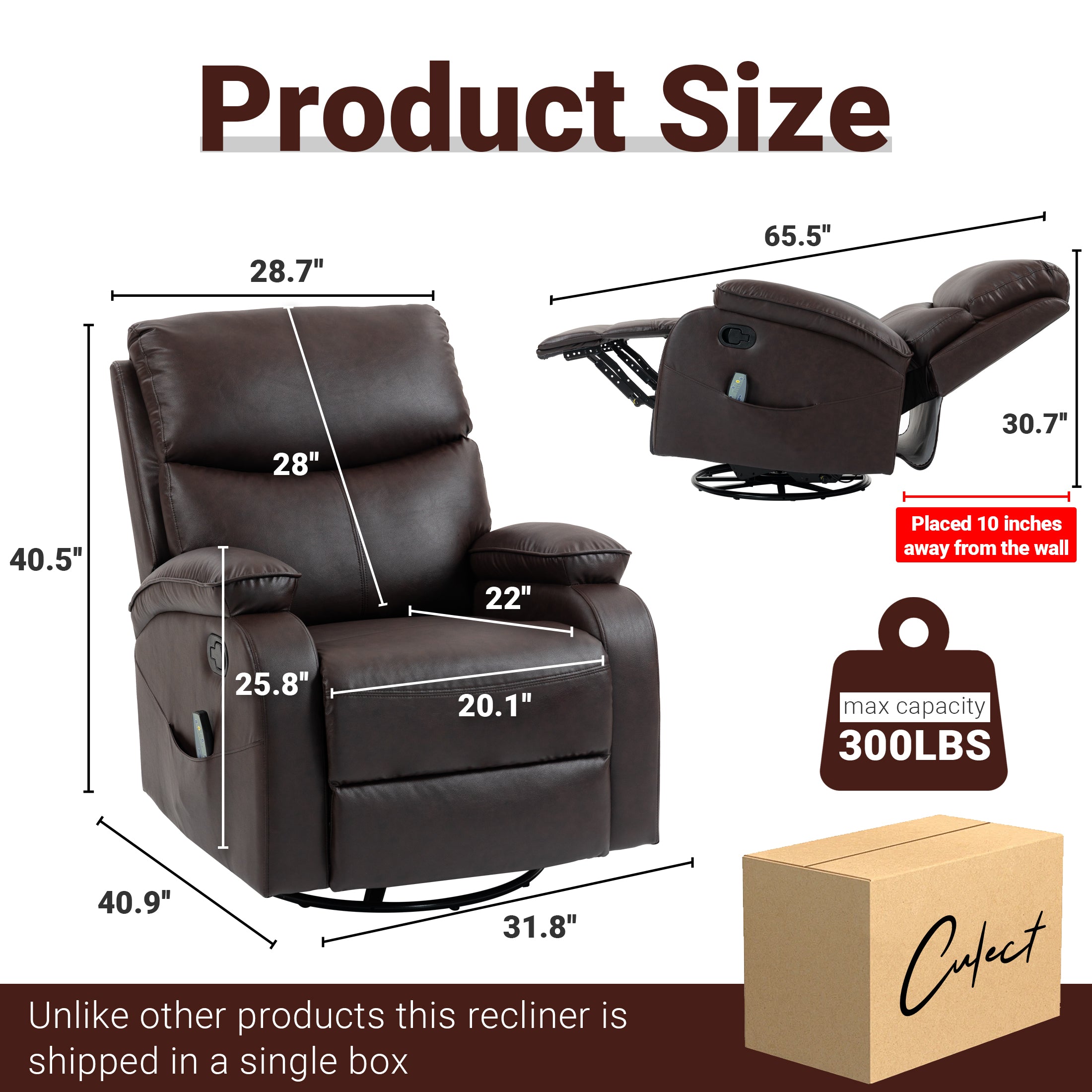 Manual Rocking Recliner HOM-02 Reddish Brown