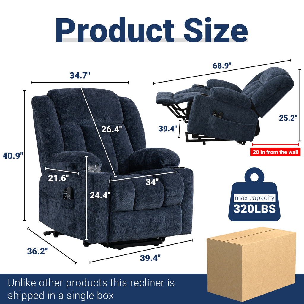 Electric Lift Recliner ES-01 Navy Blue