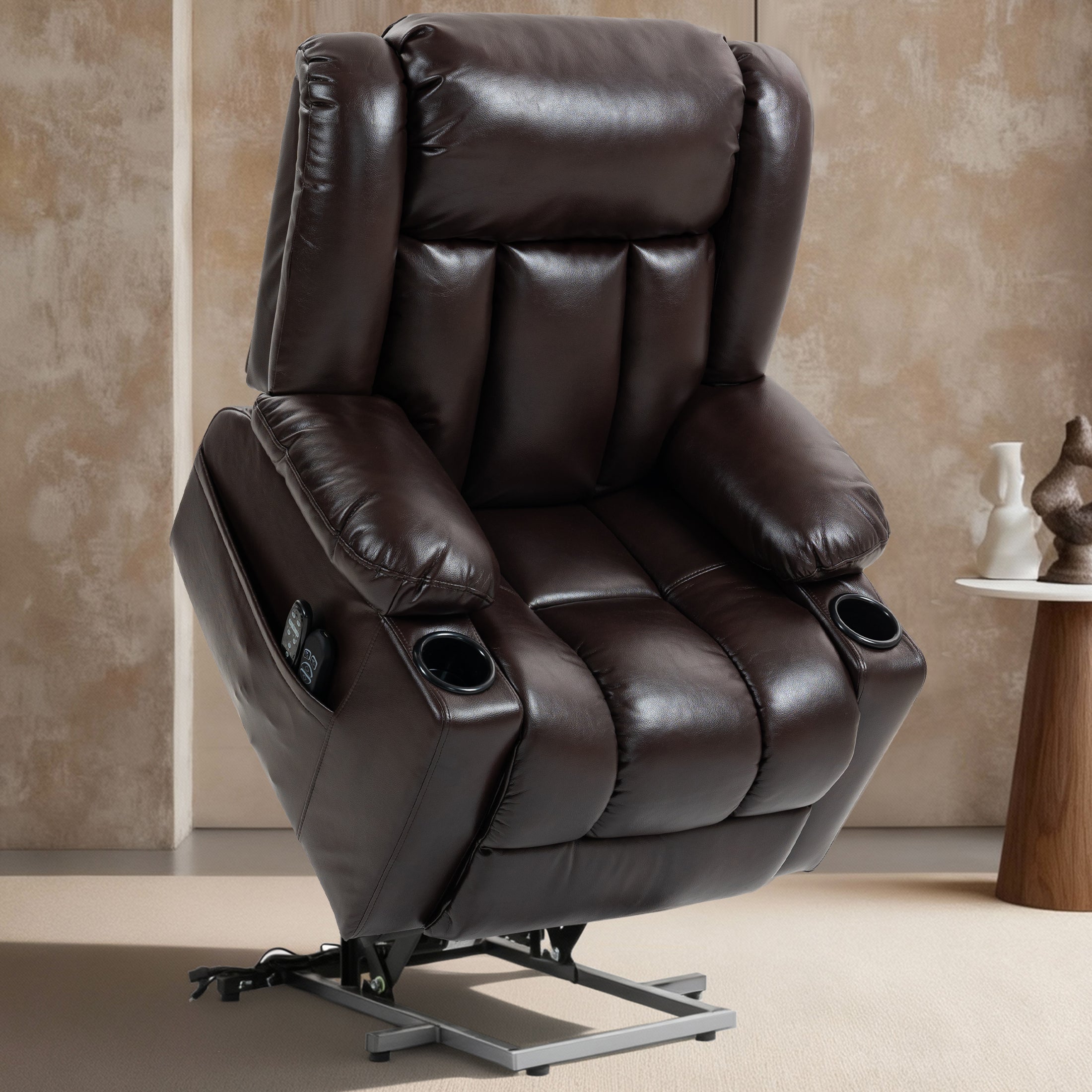 Leather Power Lift Recliner ED-01 Reddish Brown