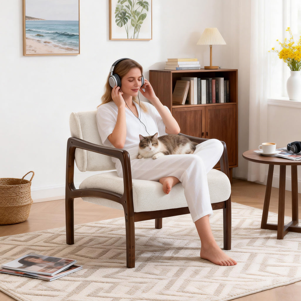 Linen-Backed 360° Swivel Recliner Chair ACW-01 White